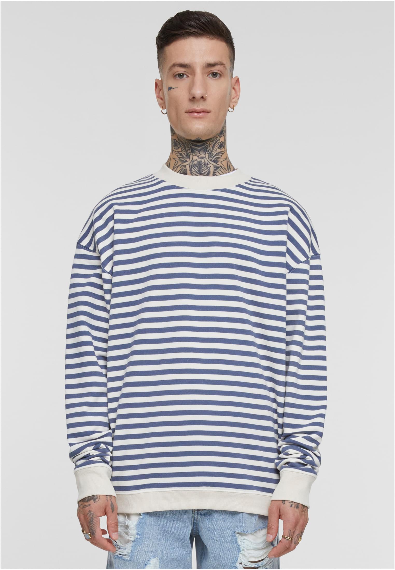 Striped Crewneck | whitesand/vintageblue