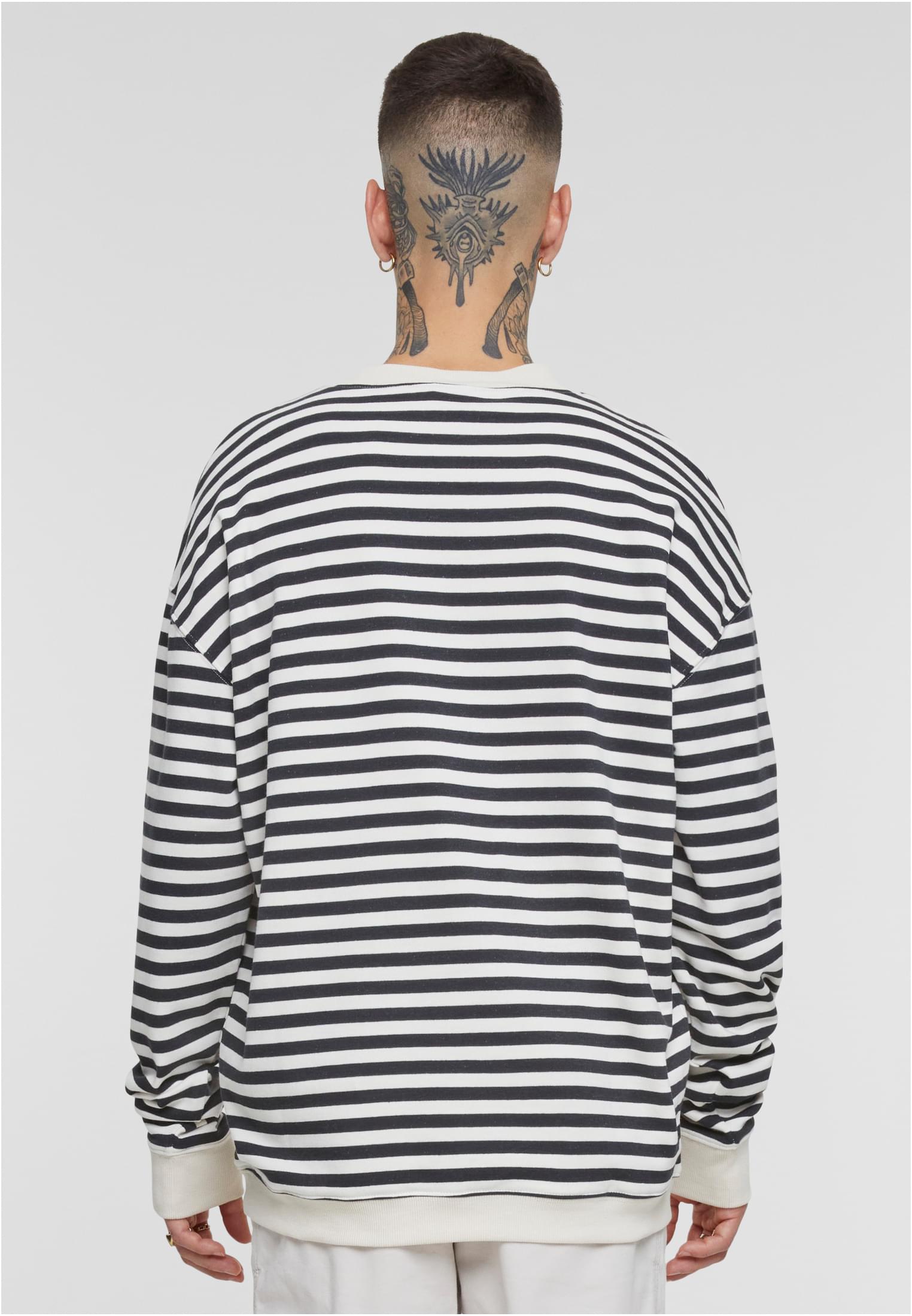 Striped Crewneck | whitesand/black