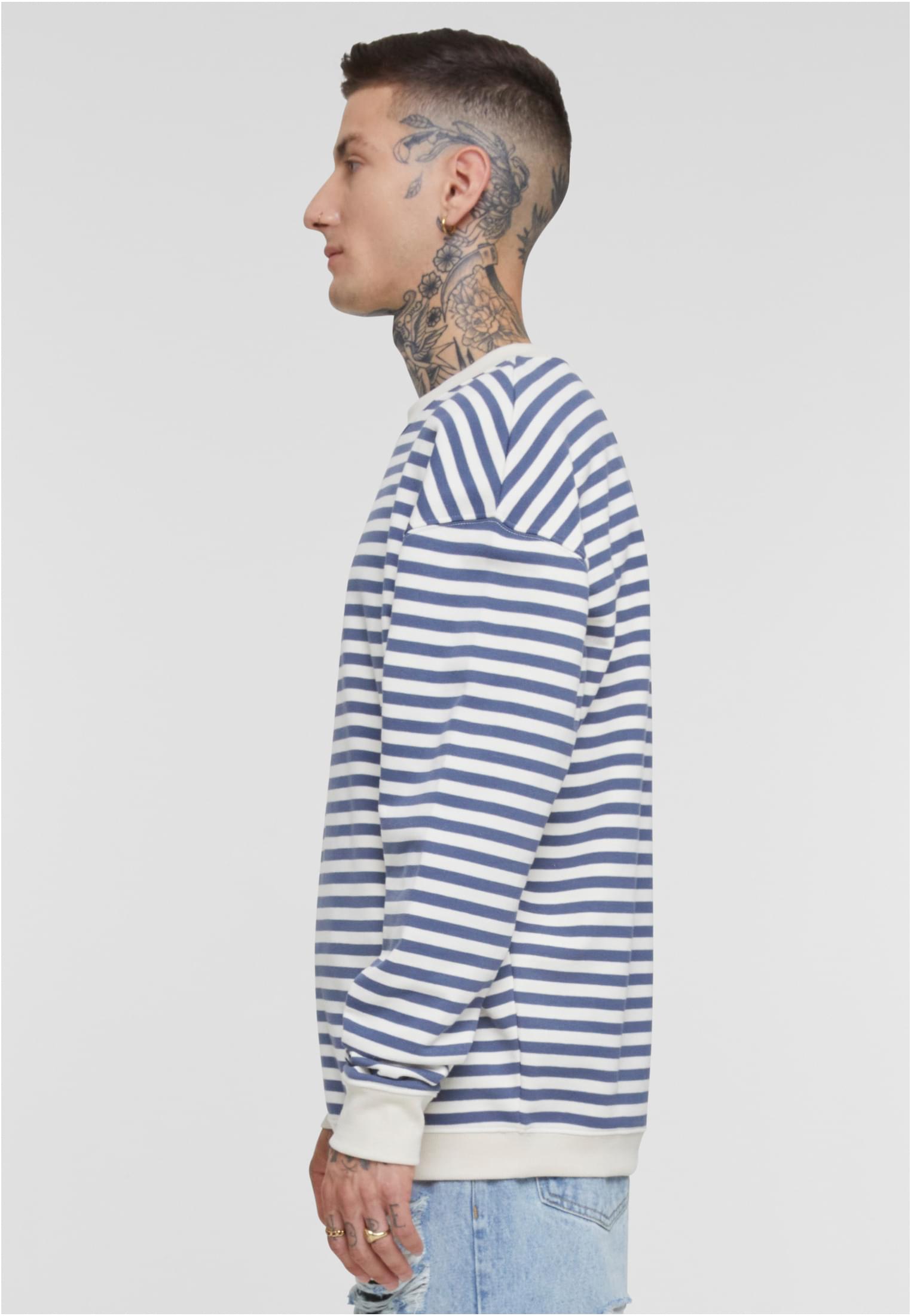 Striped Crewneck | whitesand/vintageblue