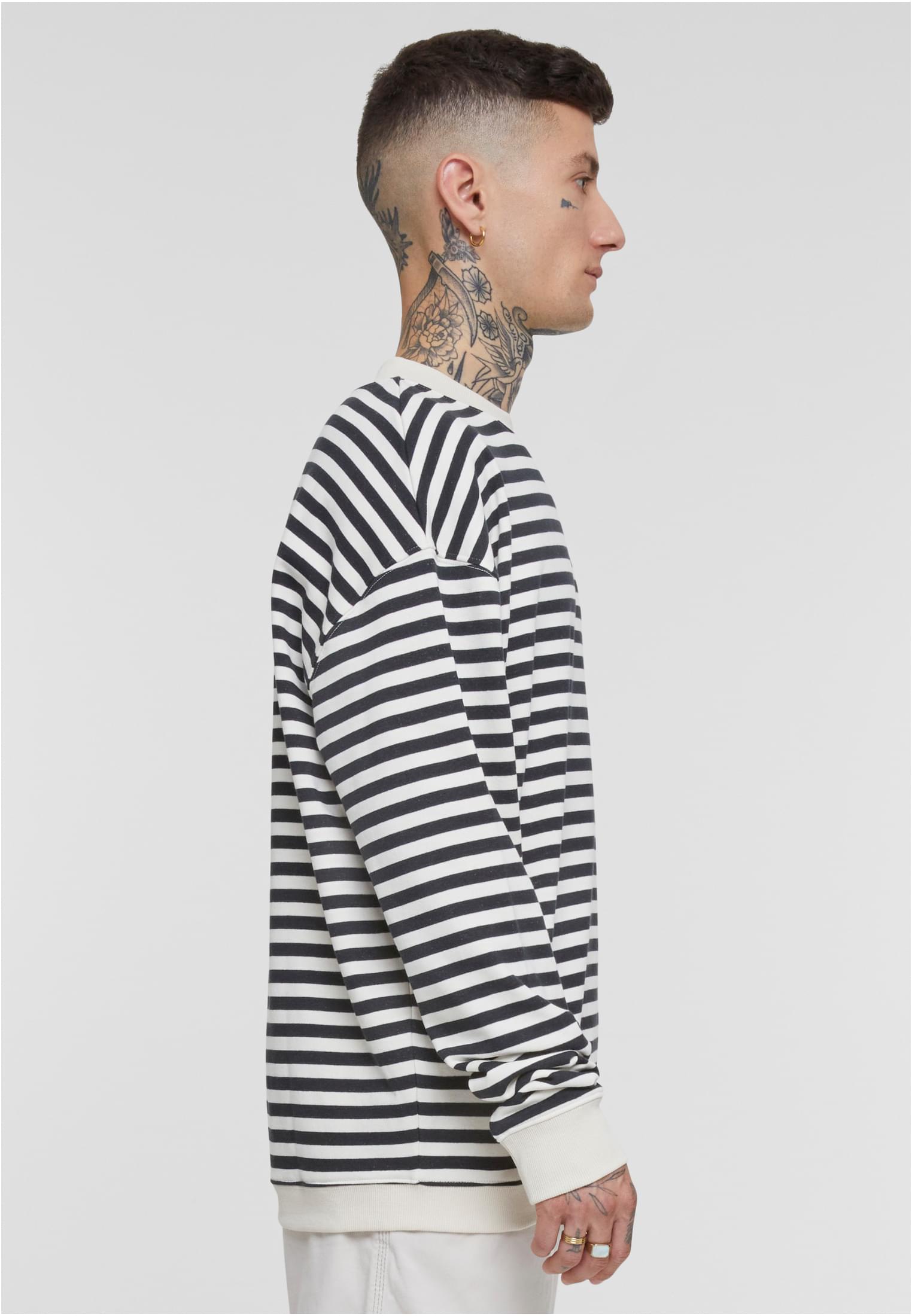 Striped Crewneck | whitesand/black