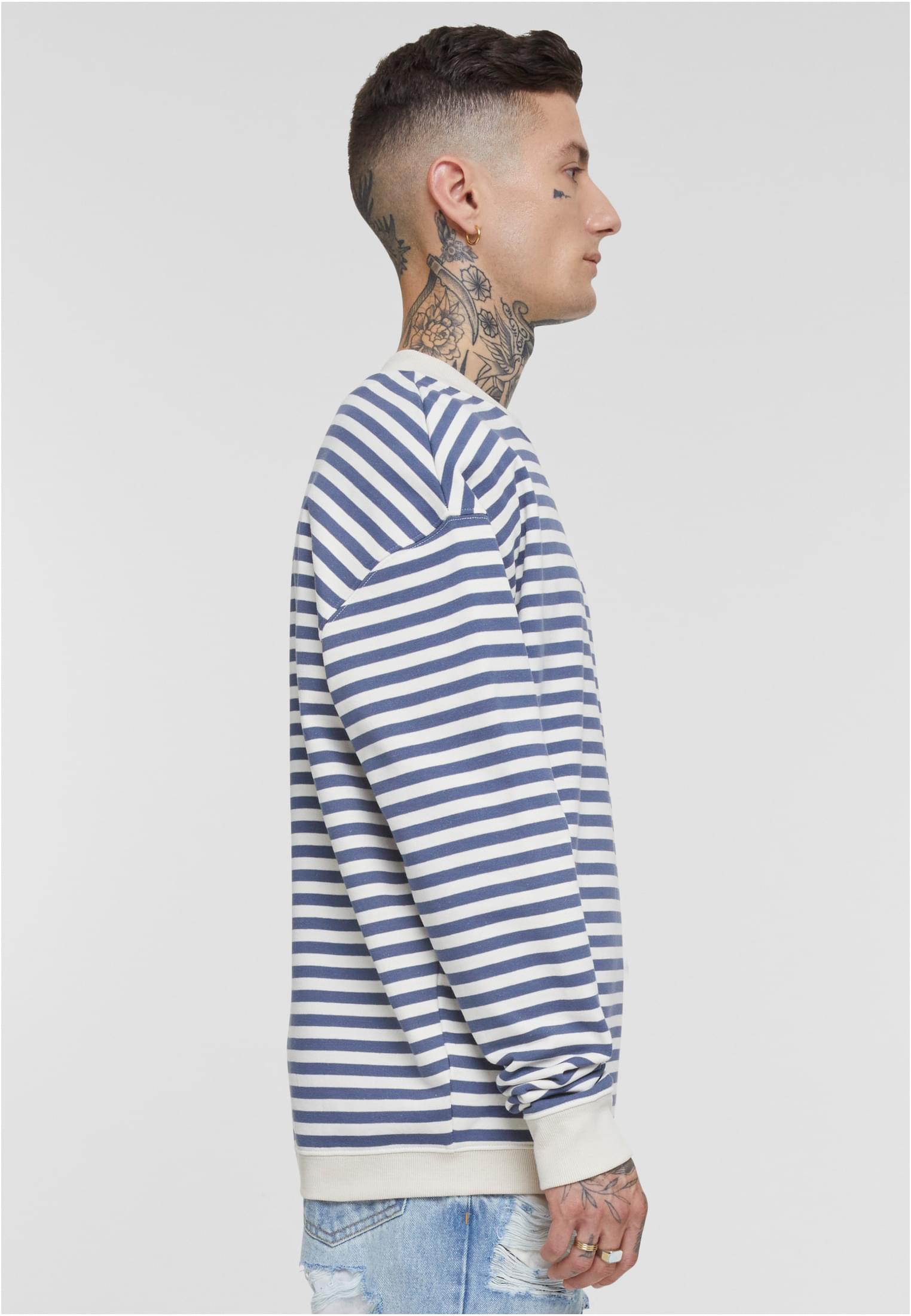 Striped Crewneck | whitesand/vintageblue