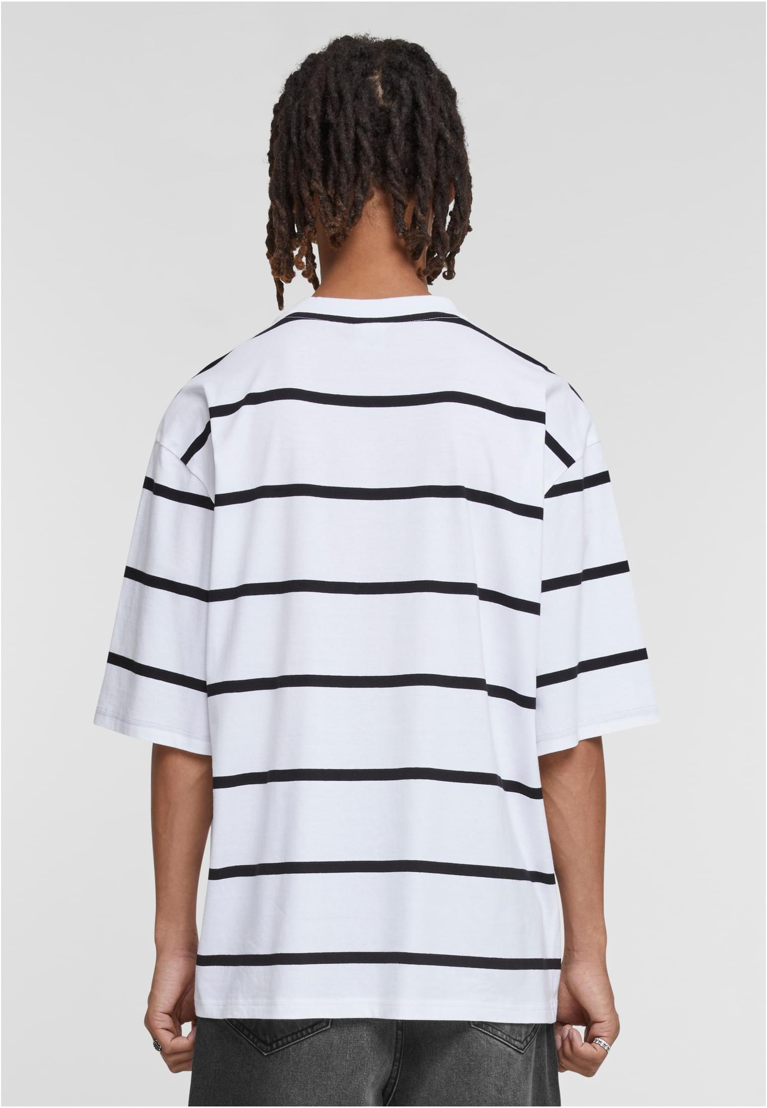 Oversized Sleeve Modern Stripe Tee | white/black