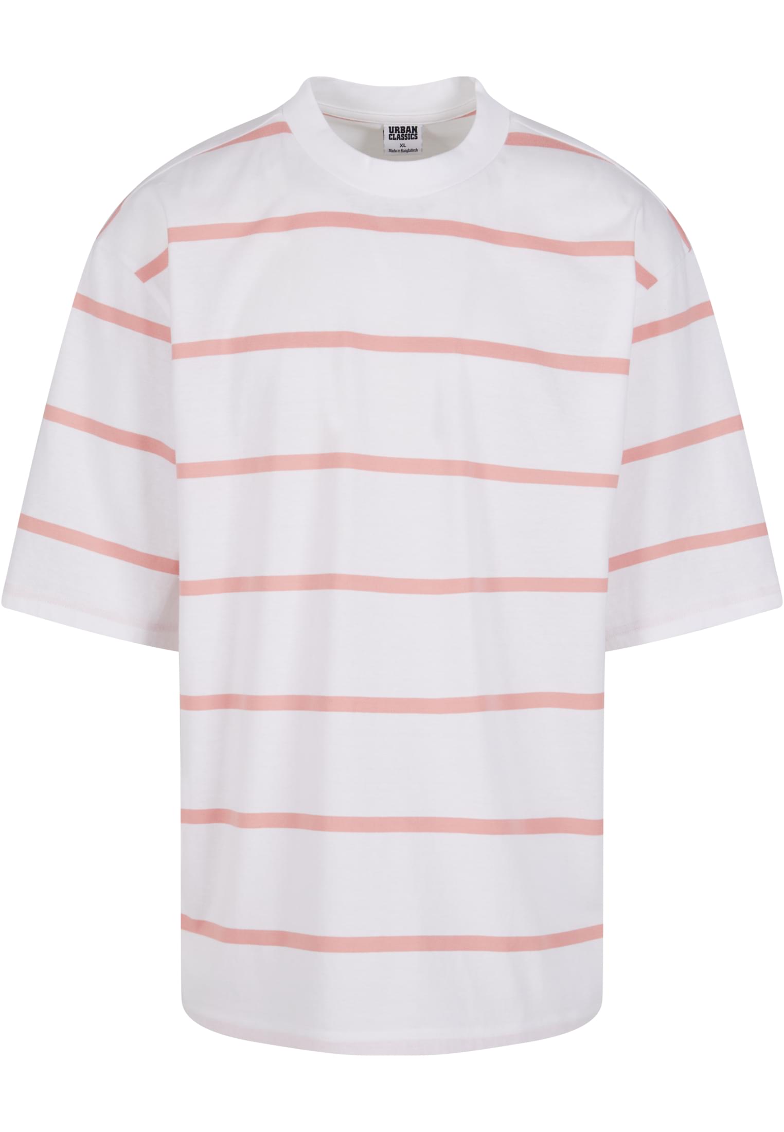 Oversized Sleeve Modern Stripe Tee | white/lemonadepink