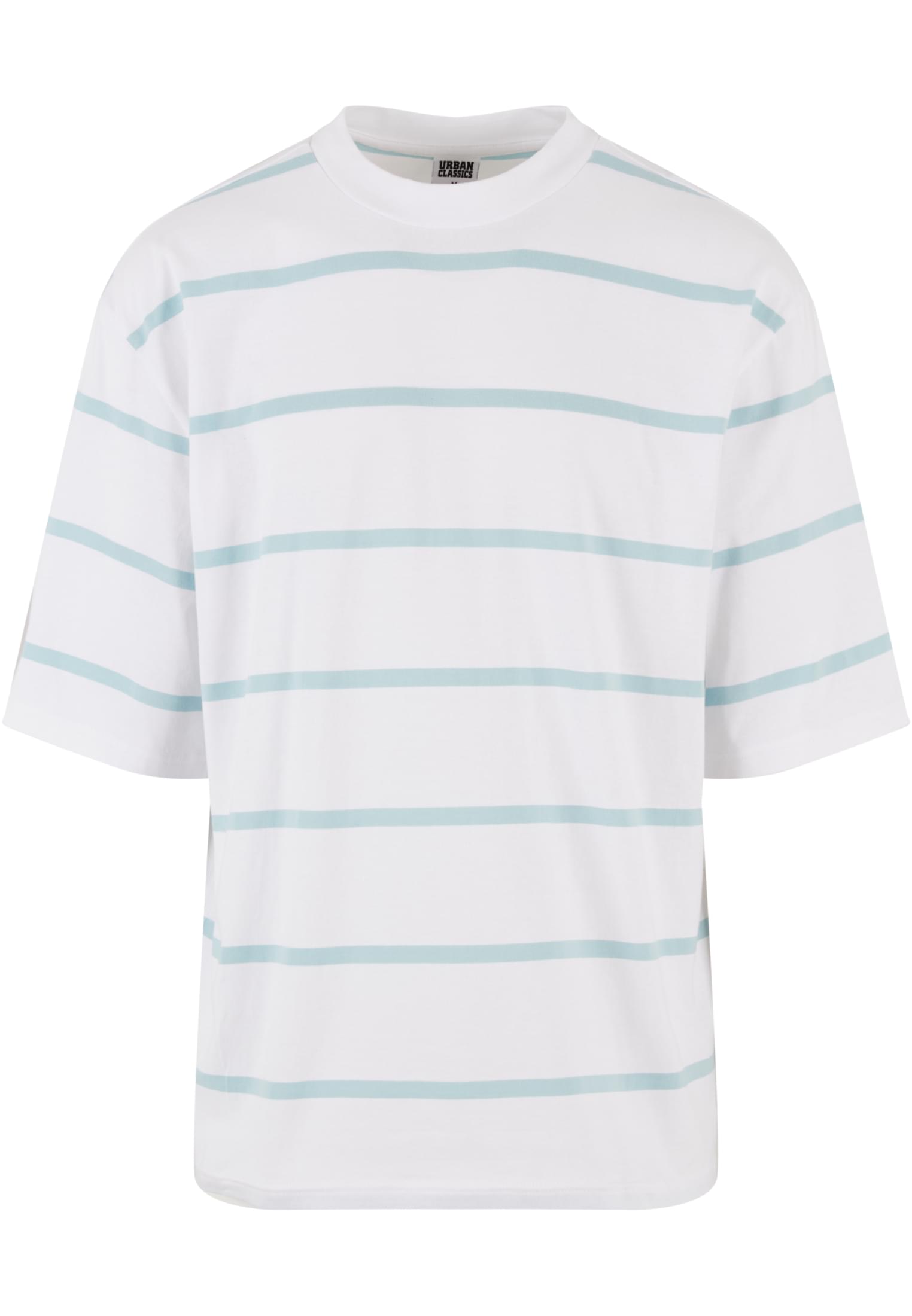 Oversized Sleeve Modern Stripe Tee | white/oceanblue