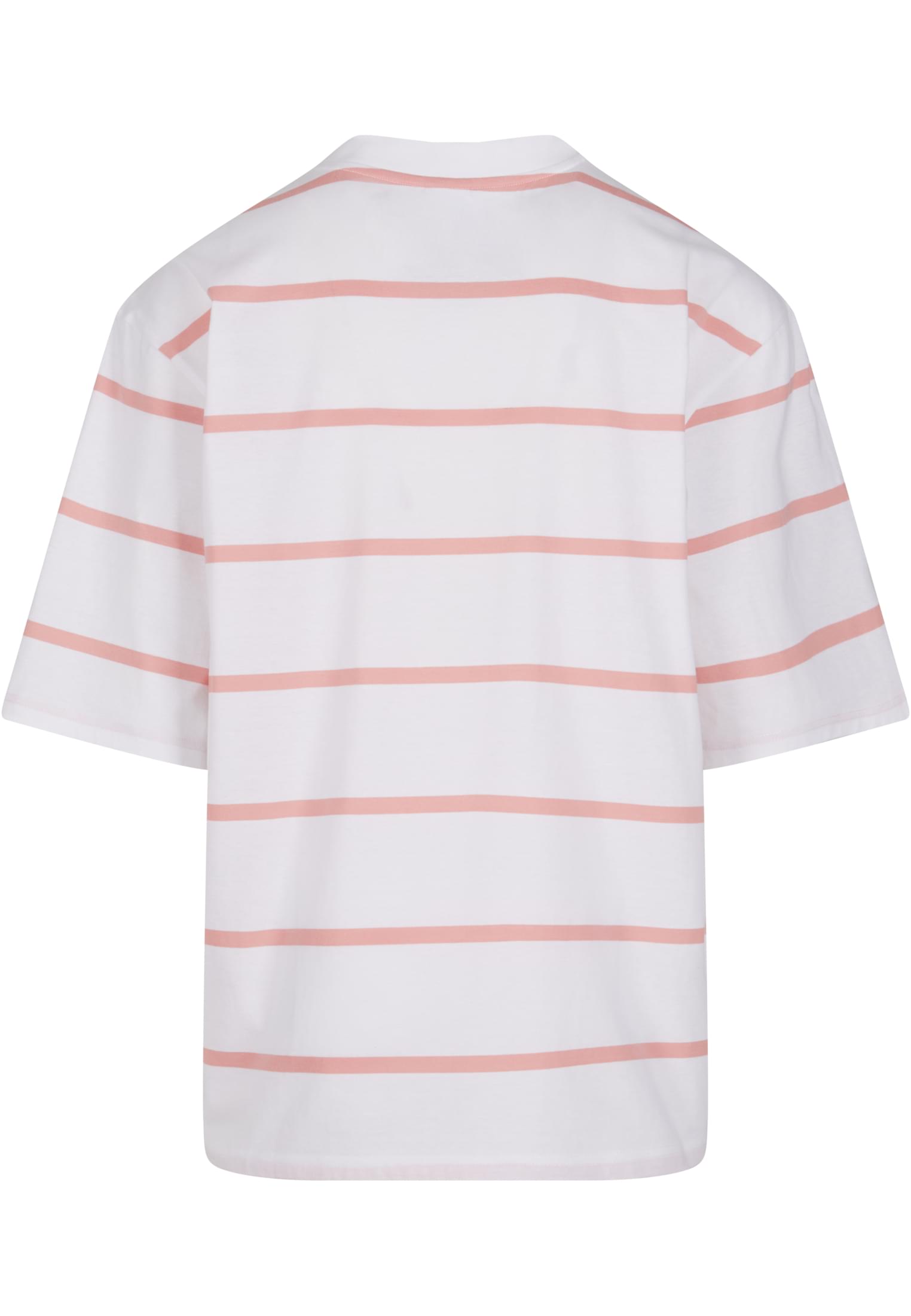 Oversized Sleeve Modern Stripe Tee | white/lemonadepink