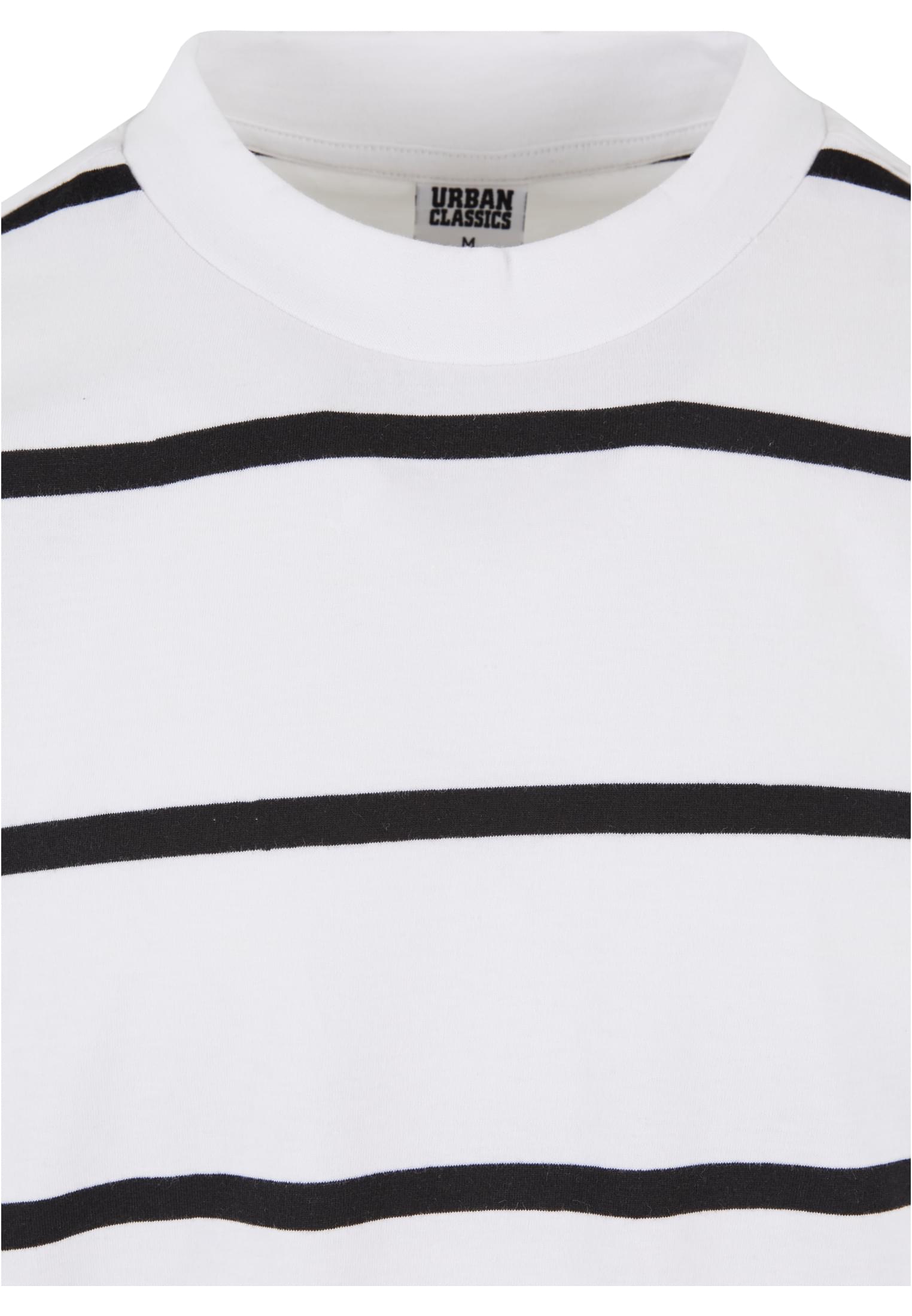 Oversized Sleeve Modern Stripe Tee | white/black