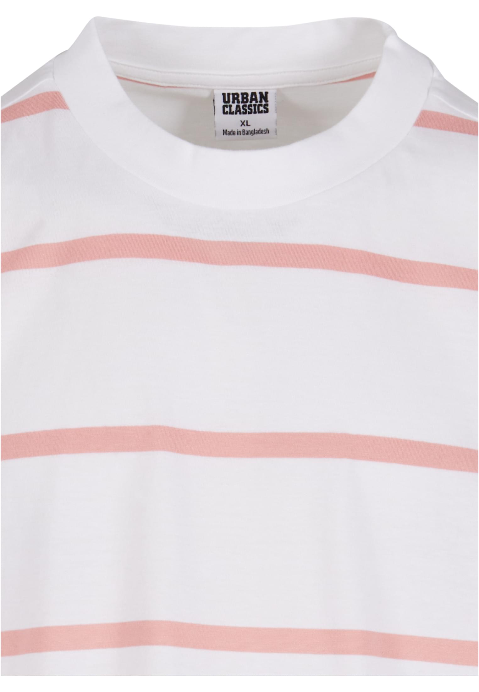 Oversized Sleeve Modern Stripe Tee | white/lemonadepink