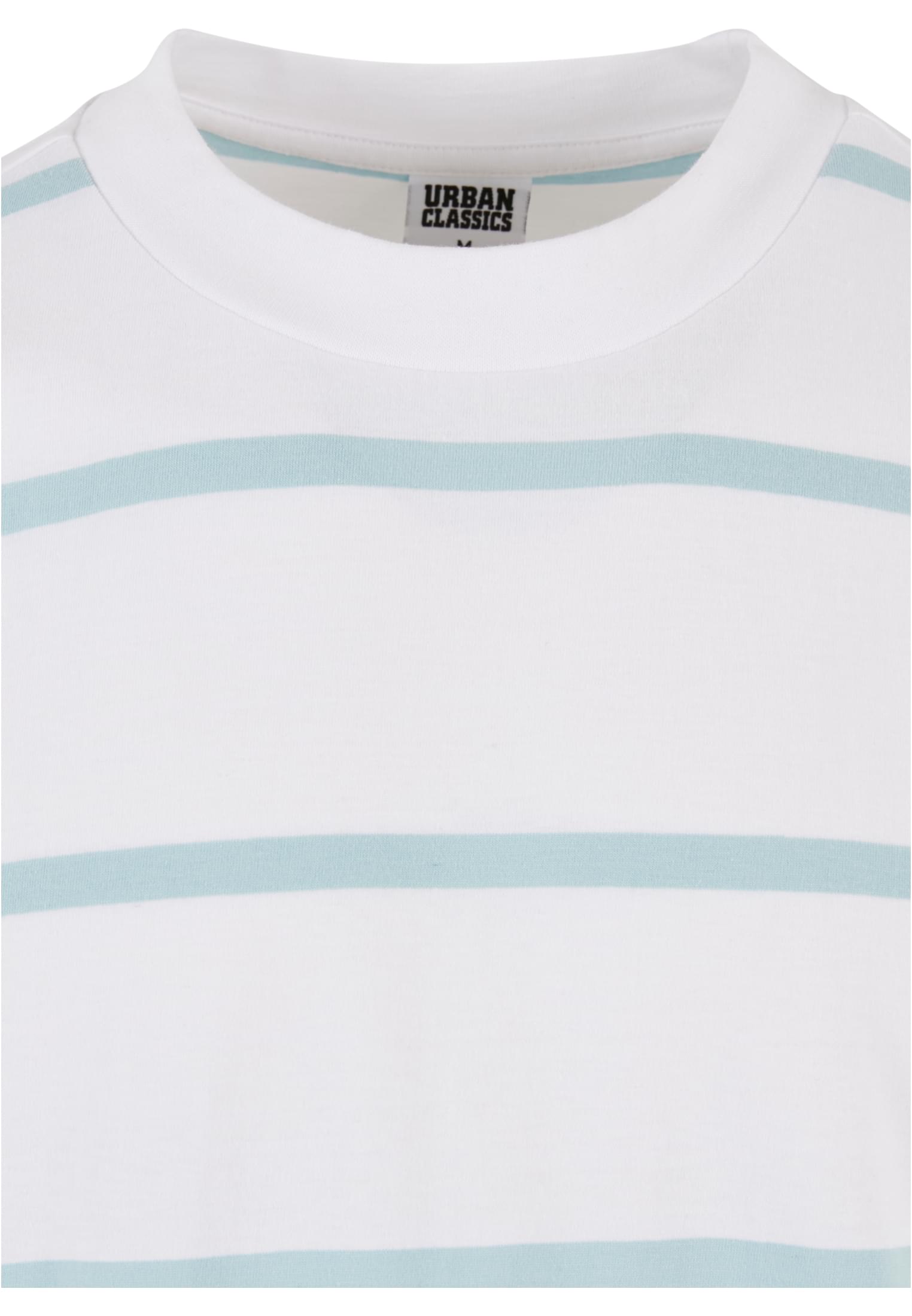 Oversized Sleeve Modern Stripe Tee | white/oceanblue