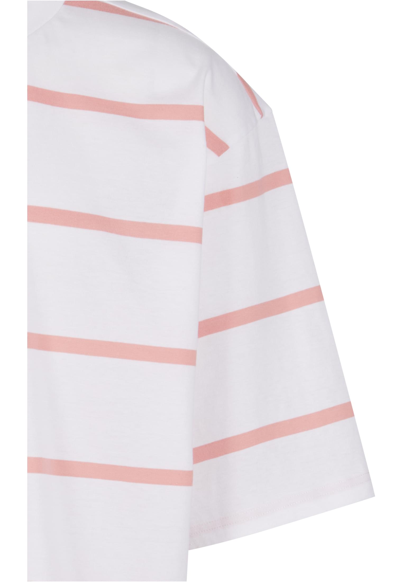 Oversized Sleeve Modern Stripe Tee | white/lemonadepink