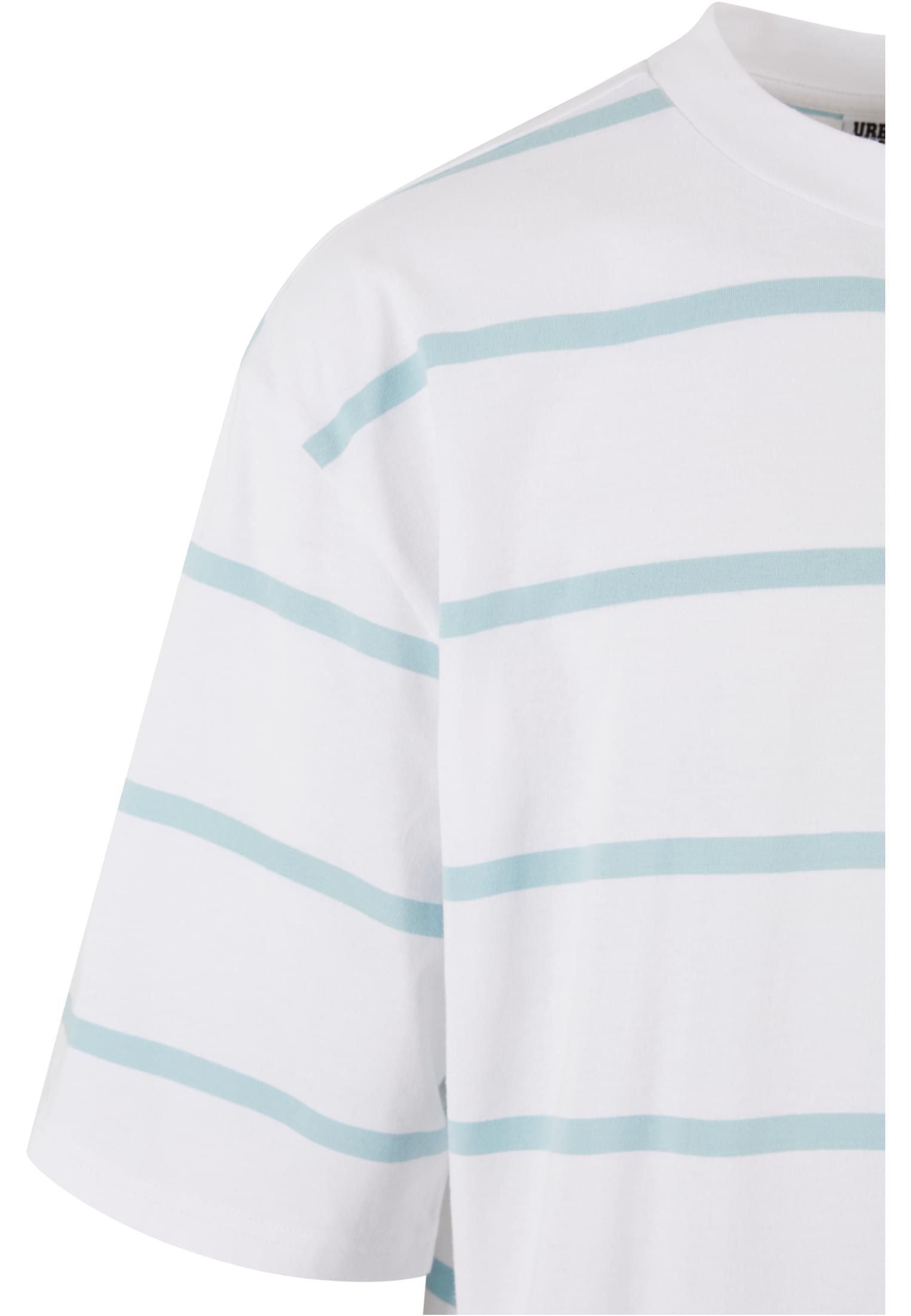 Oversized Sleeve Modern Stripe Tee | white/oceanblue