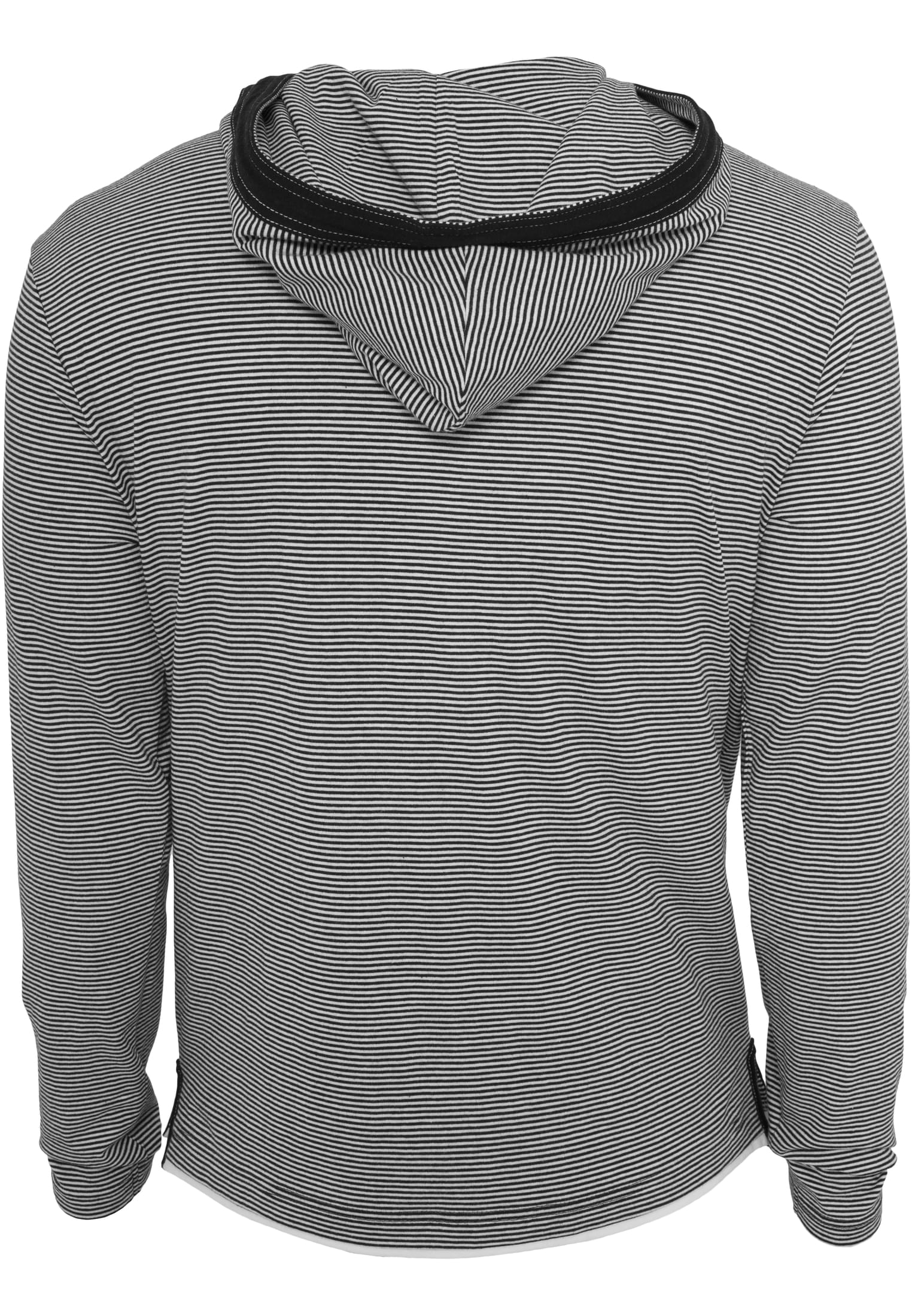 Fine Stripe Button Jersey Hoody | blk/wht