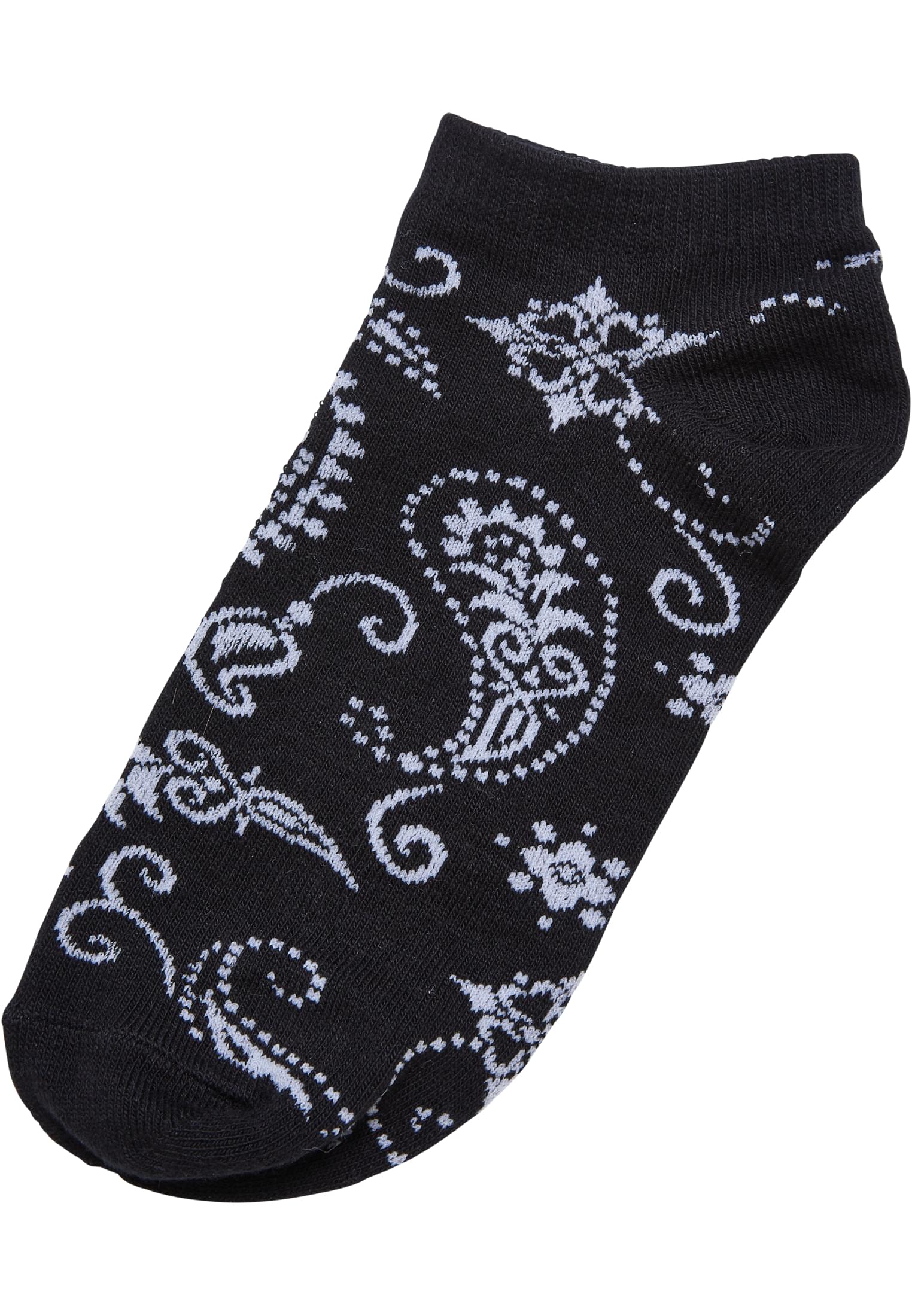 Bandana Pattern No Show Socks 5-Pack | black