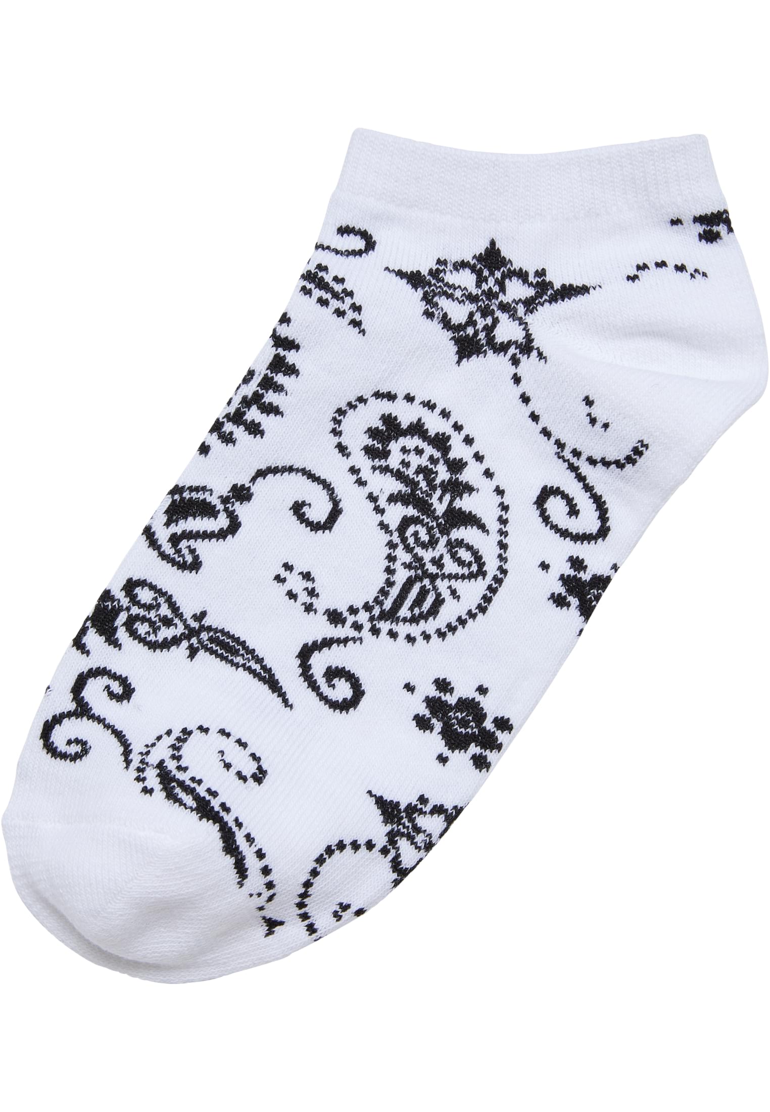 Bandana Pattern No Show Socks 5-Pack | white