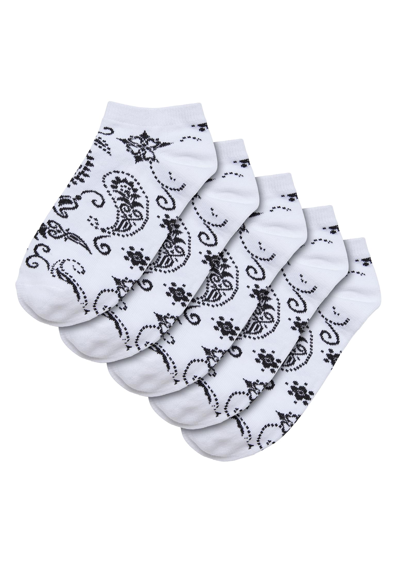 Bandana Pattern No Show Socks 5-Pack | white