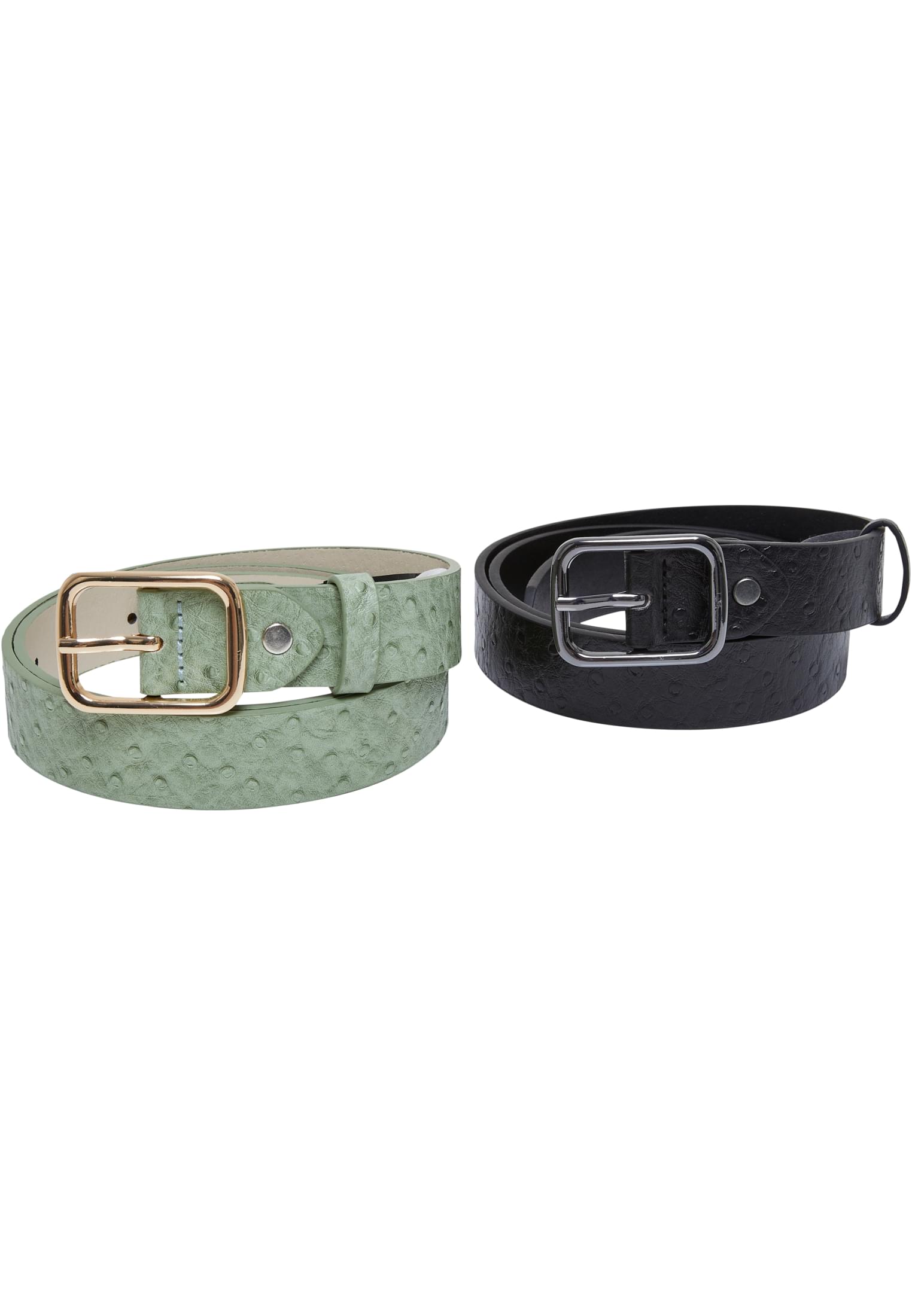 Ostrich Synthetic Leather Belt 2-Pack | black/leaf