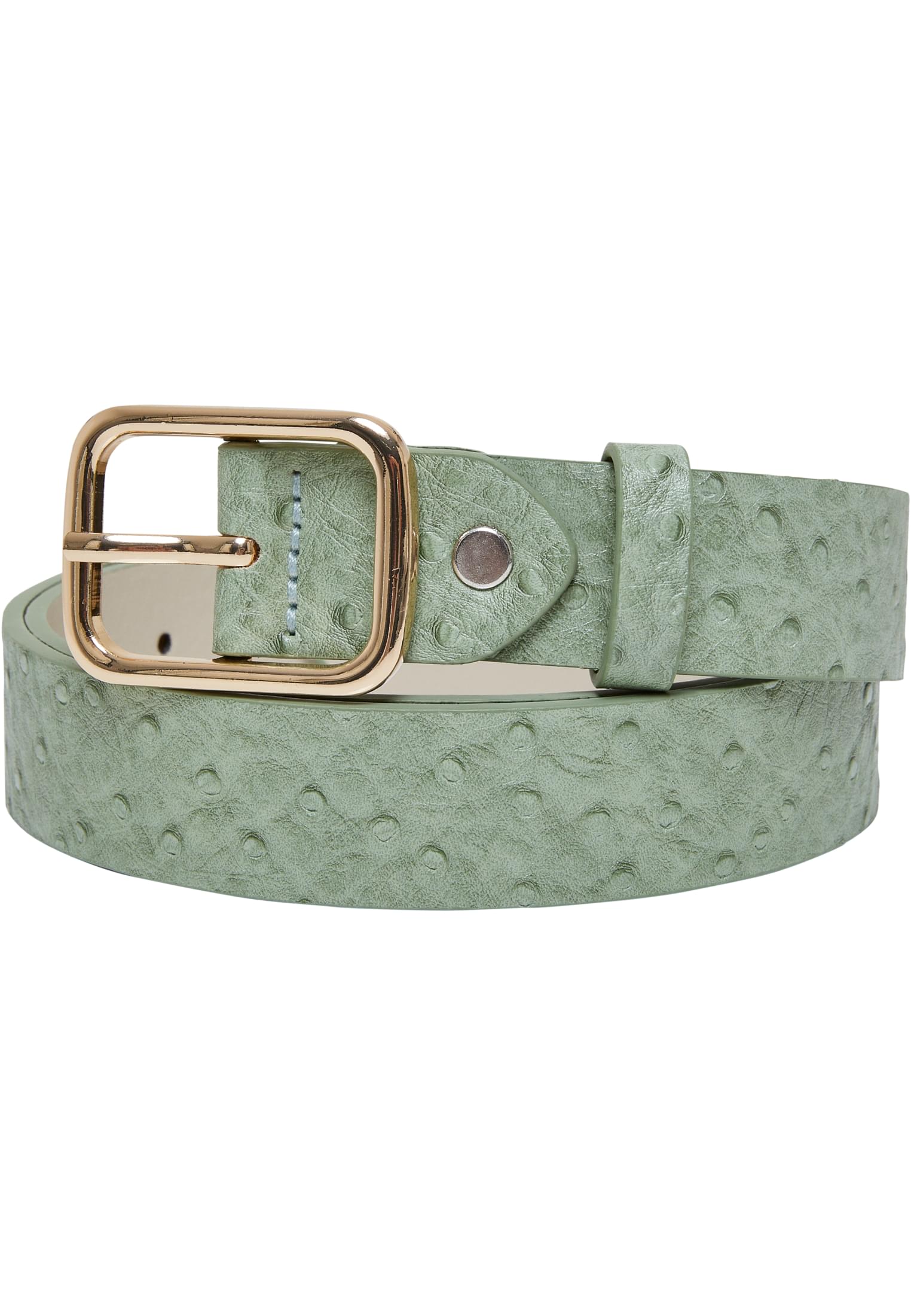 Ostrich Synthetic Leather Belt | leaf/gold