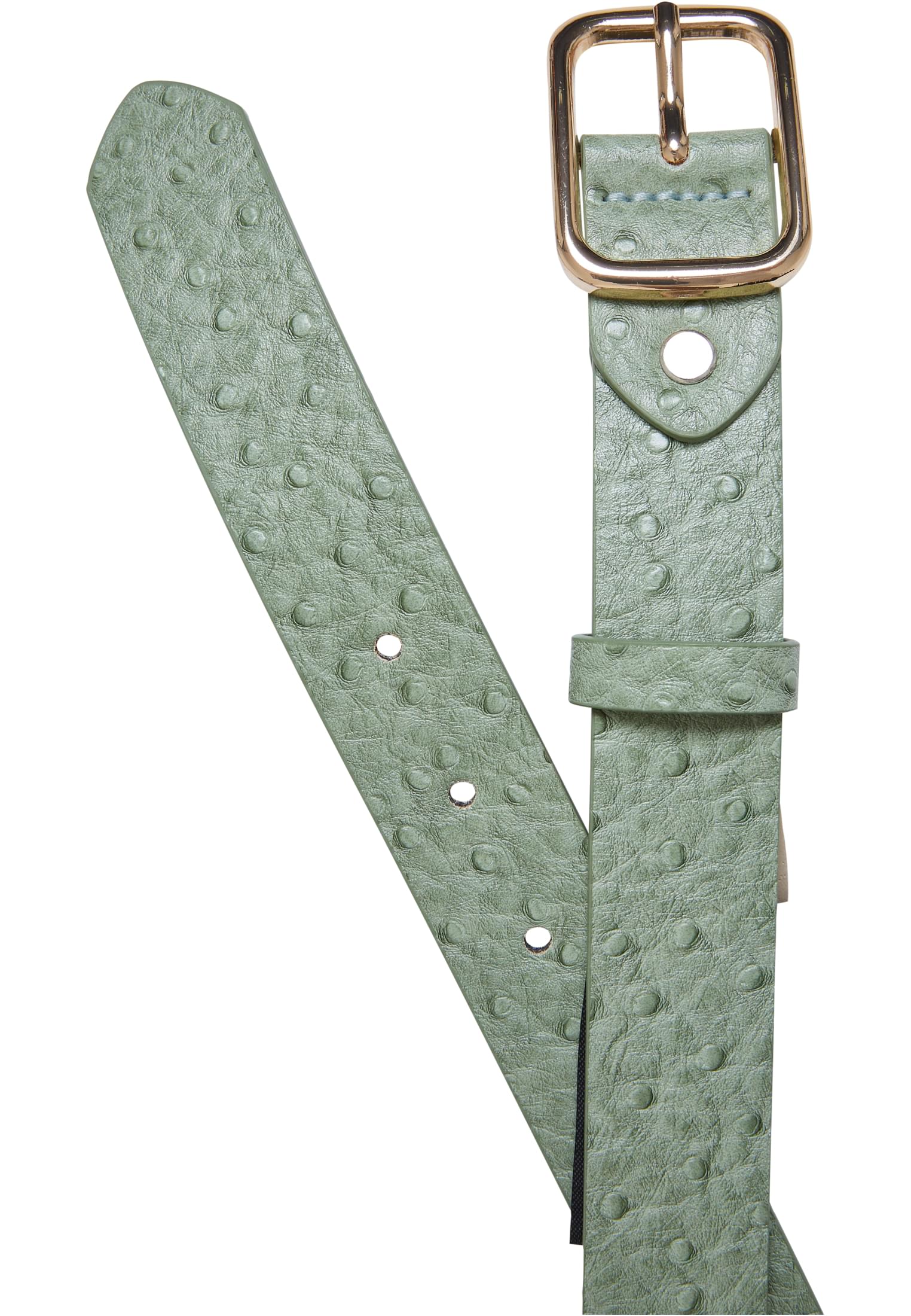 Ostrich Synthetic Leather Belt | leaf/gold