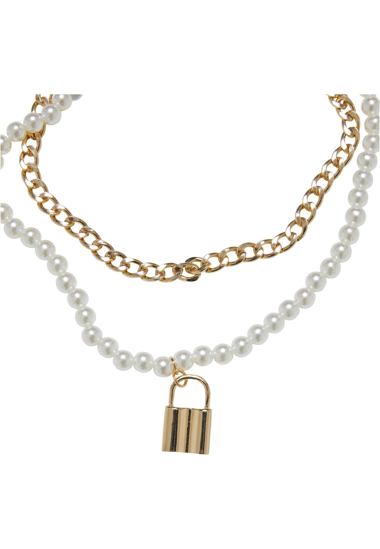 Padlock Pearl Layering Necklace | gold