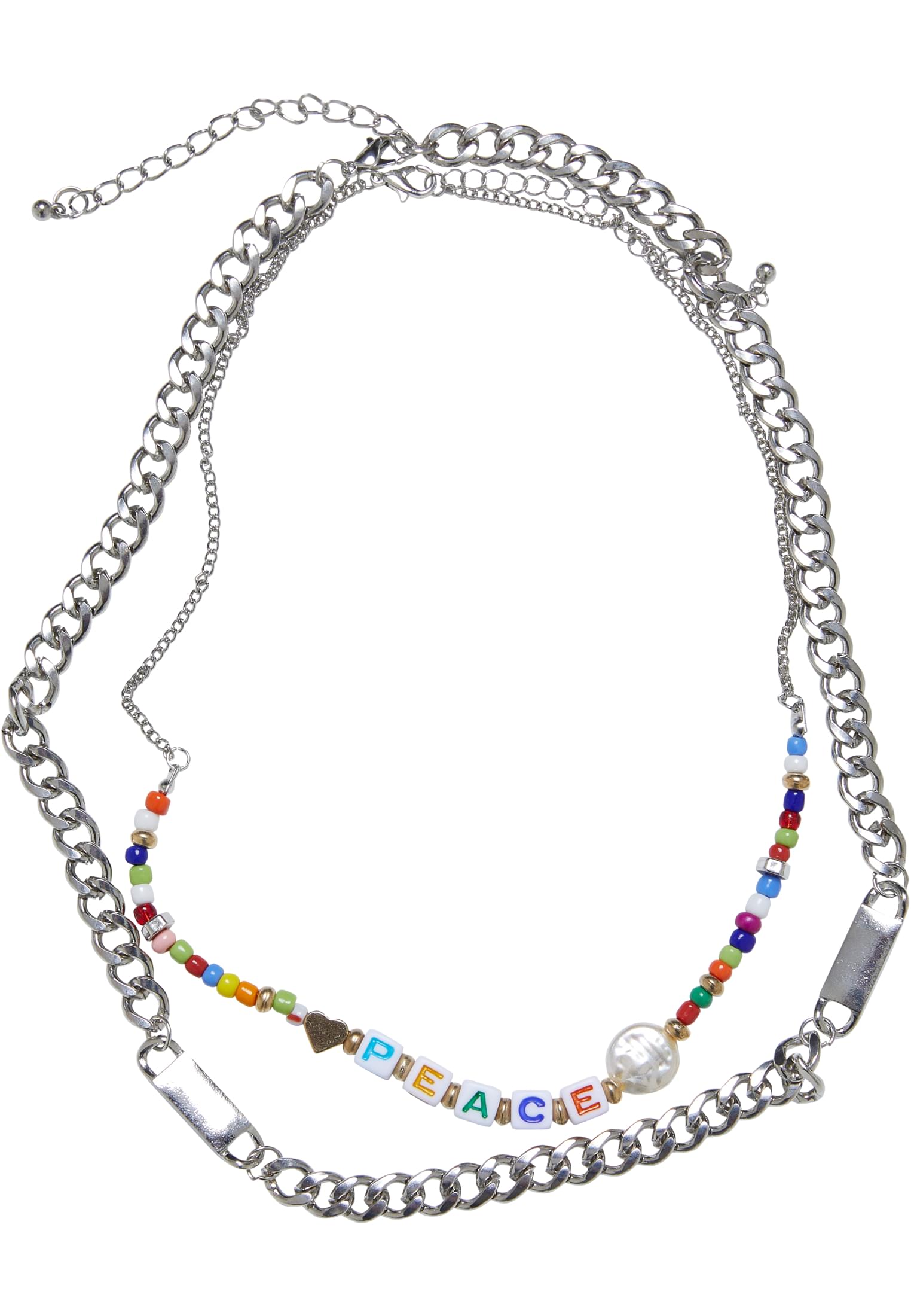 Peace Bead Layering Necklace 2-Pack | silver