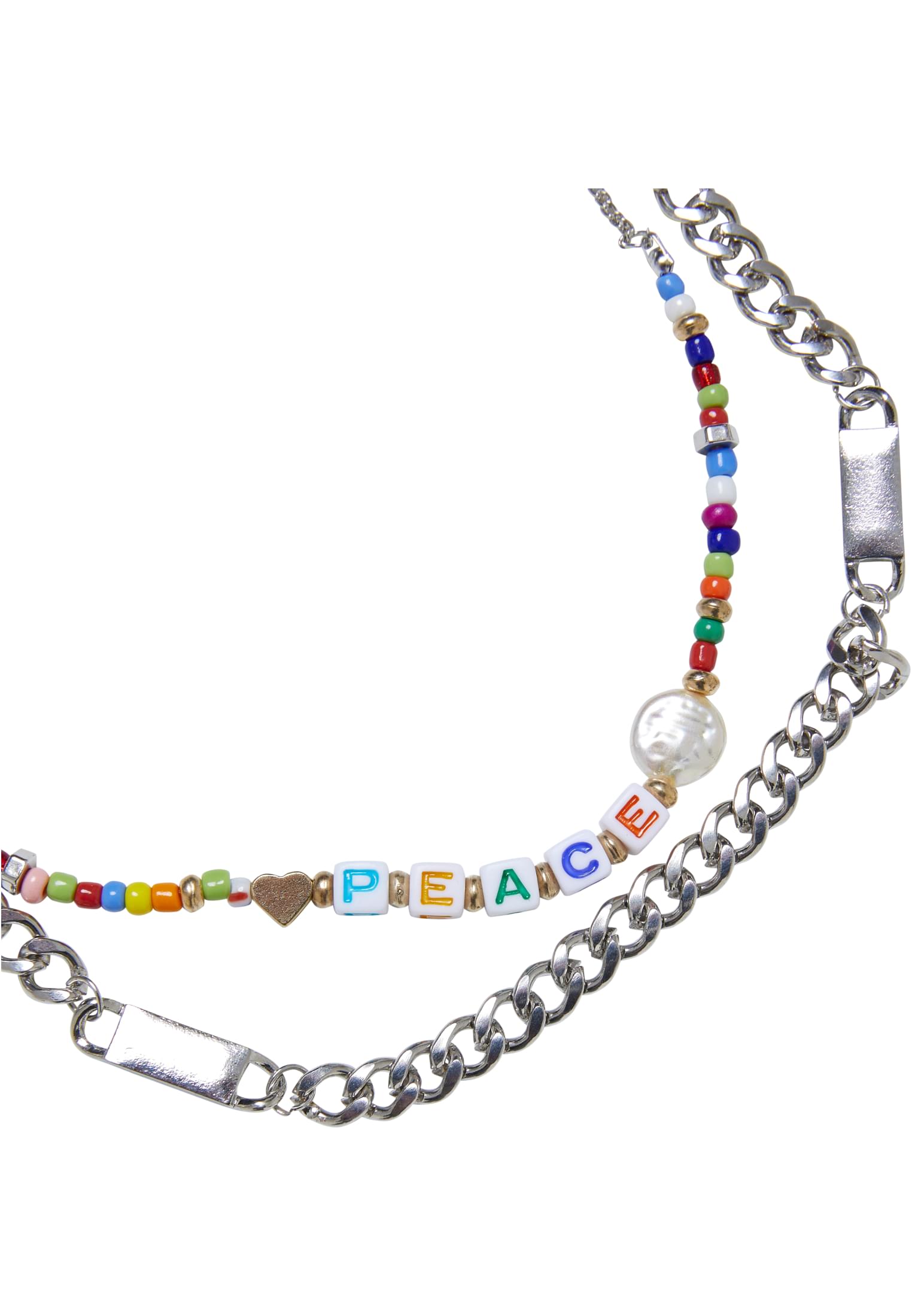 Peace Bead Layering Necklace 2-Pack | silver