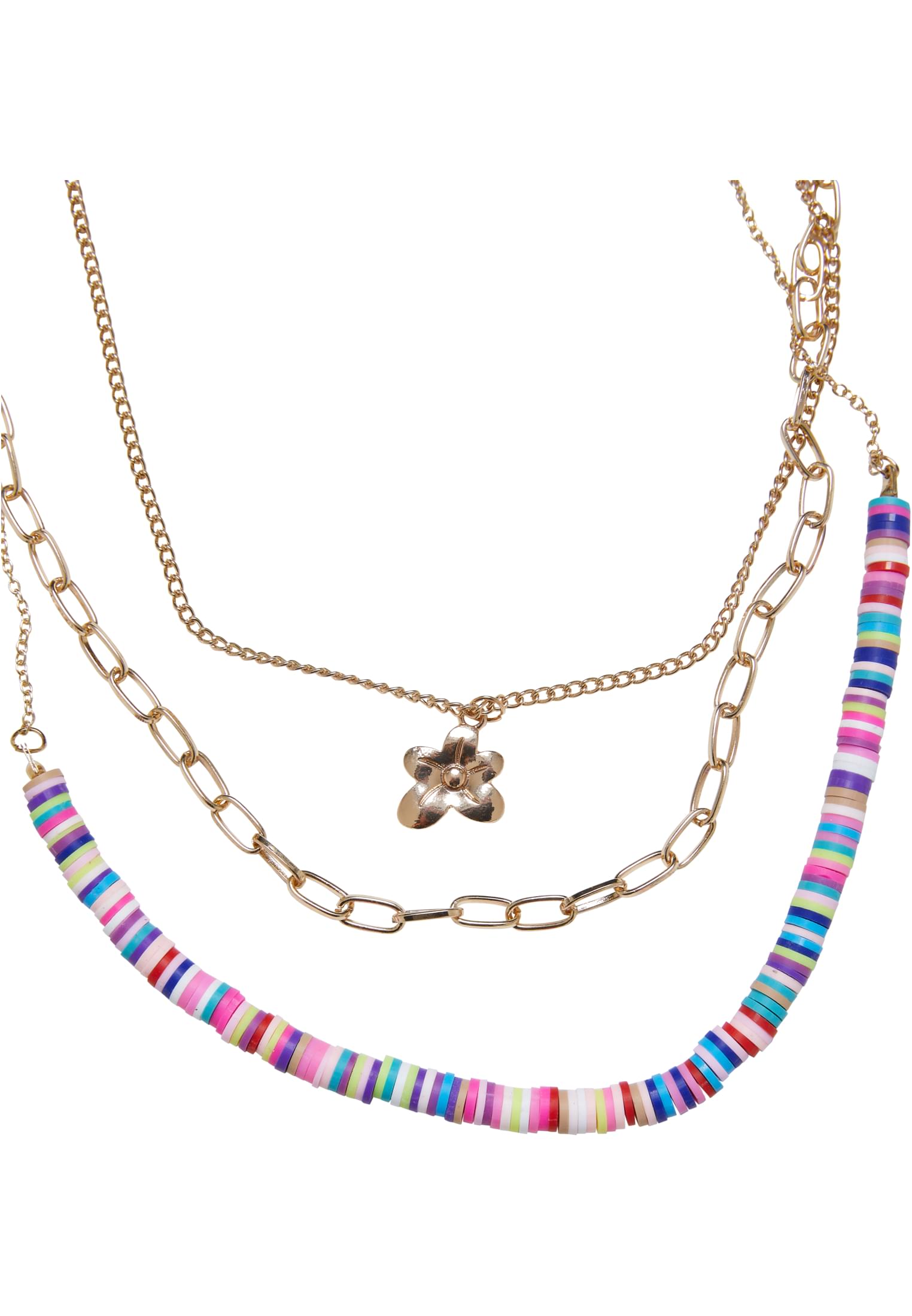 Flower Bead Various Layering Necklace 3-Pack | gold