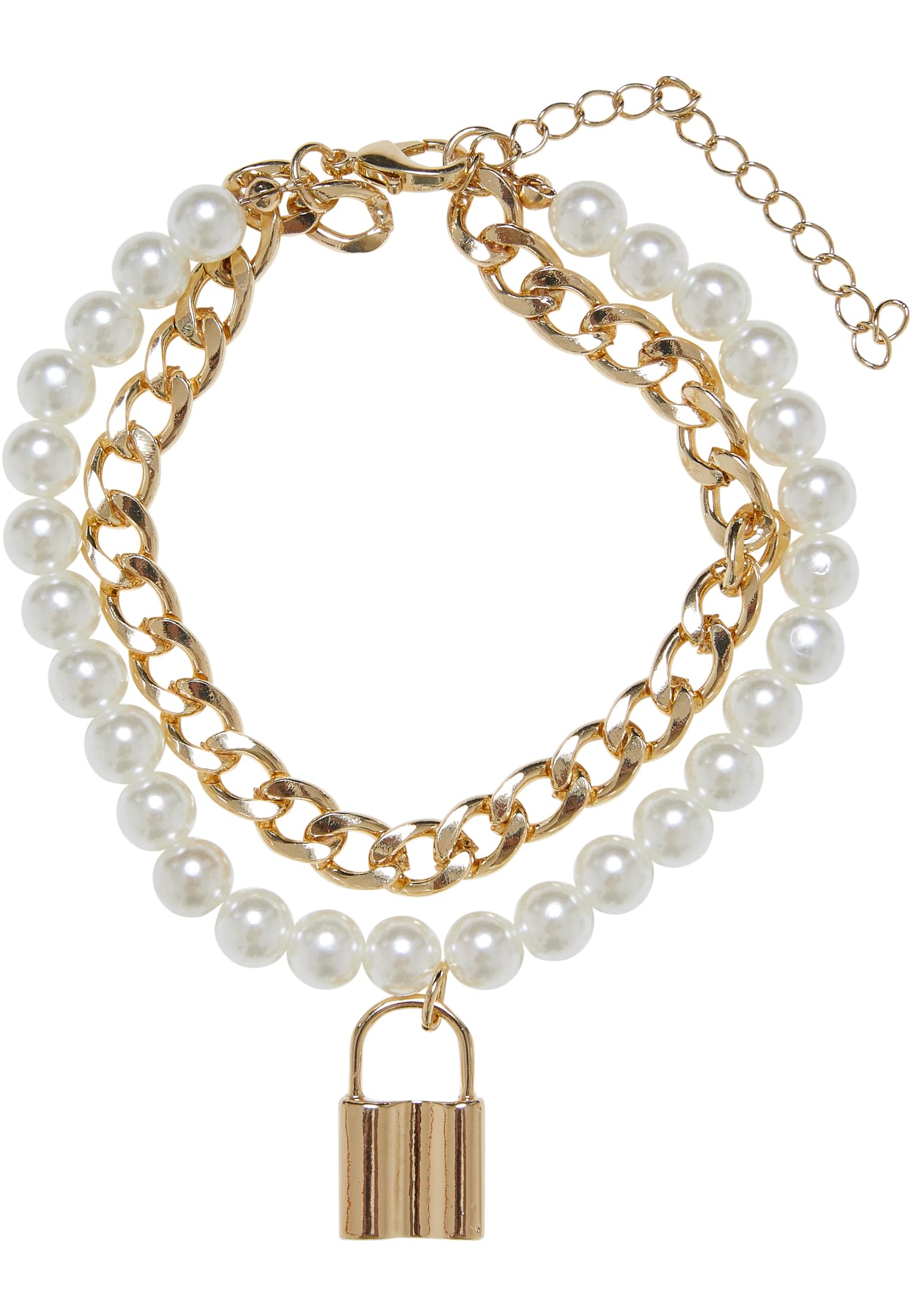 Padlock Pearl Layering Bracelet | gold