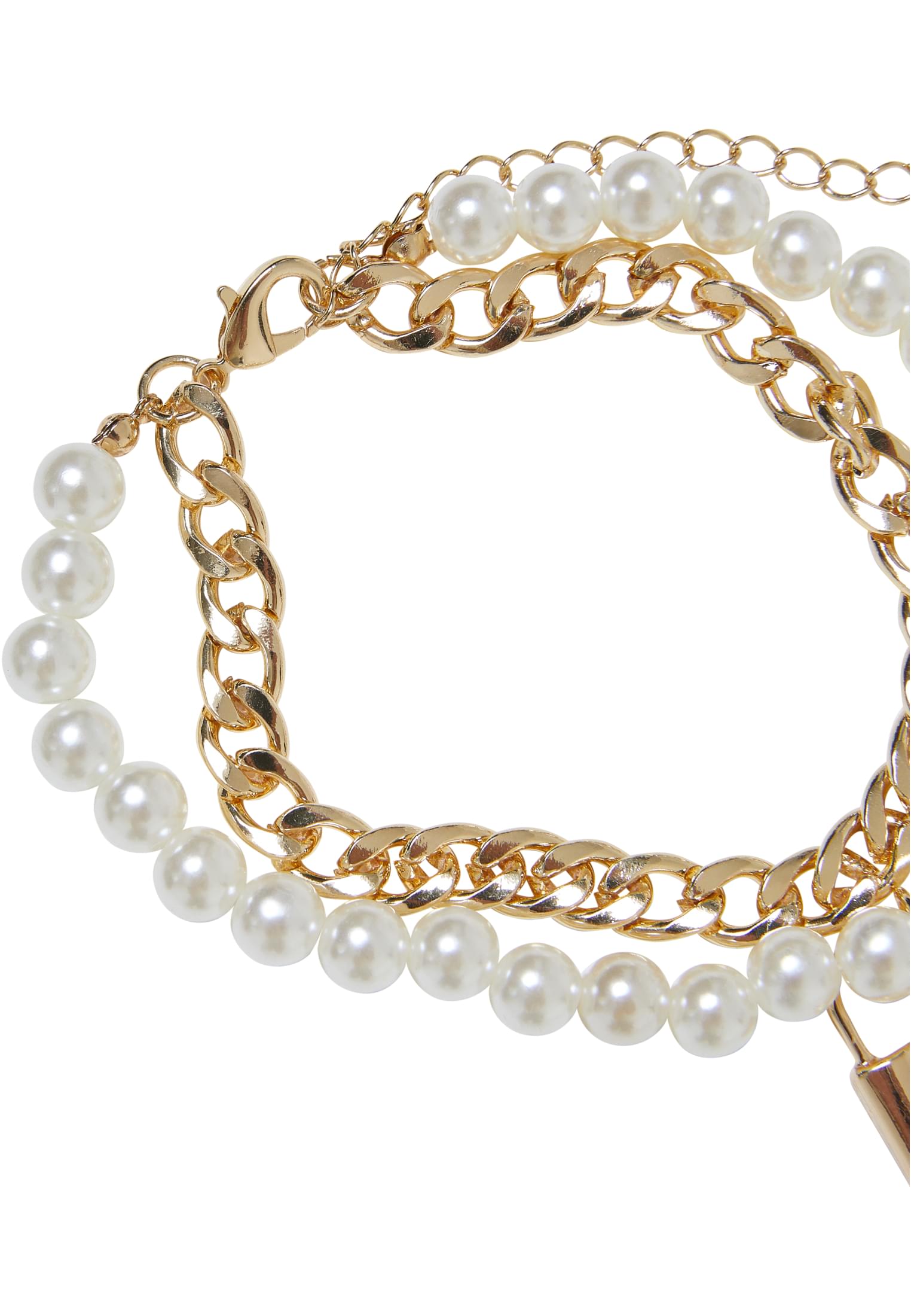 Padlock Pearl Layering Bracelet | gold