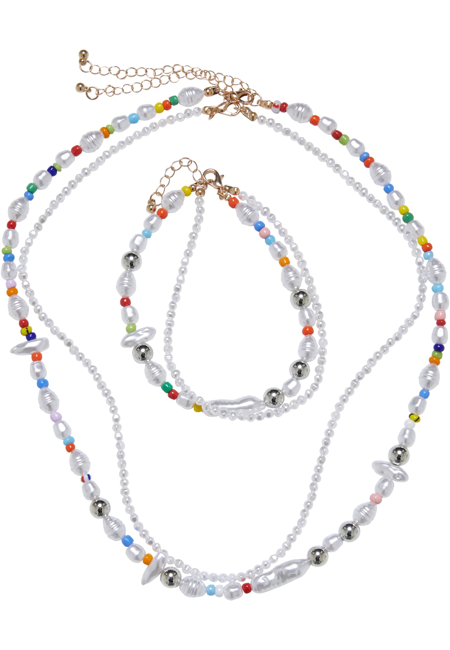 Various Pearl Layering Necklace and Anklet Set | multicolor