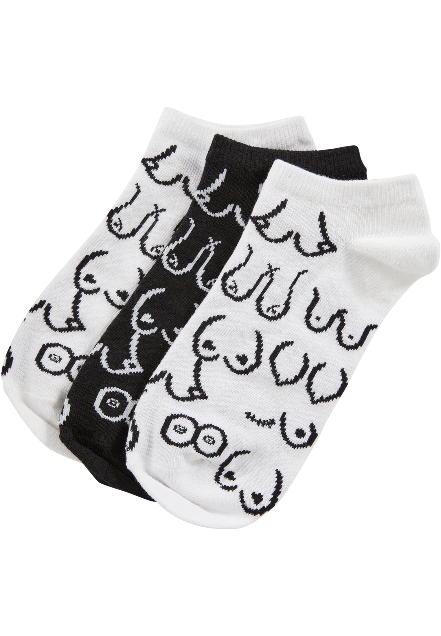 Body Positivity No Show Socks 3-Pack | white/black