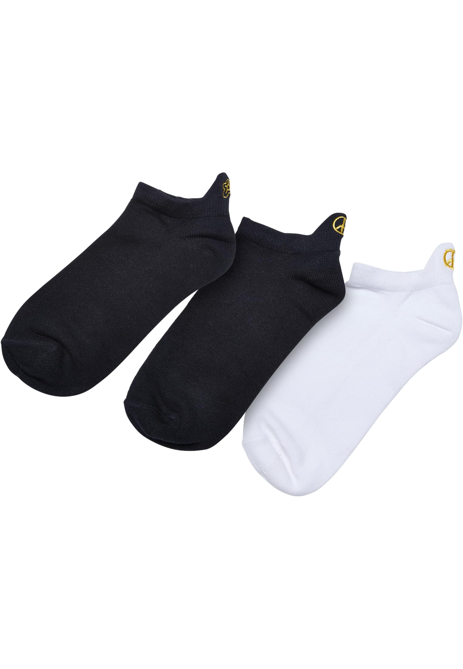 Peace Fancy Edge No Show Socks 3-Pack | white/black