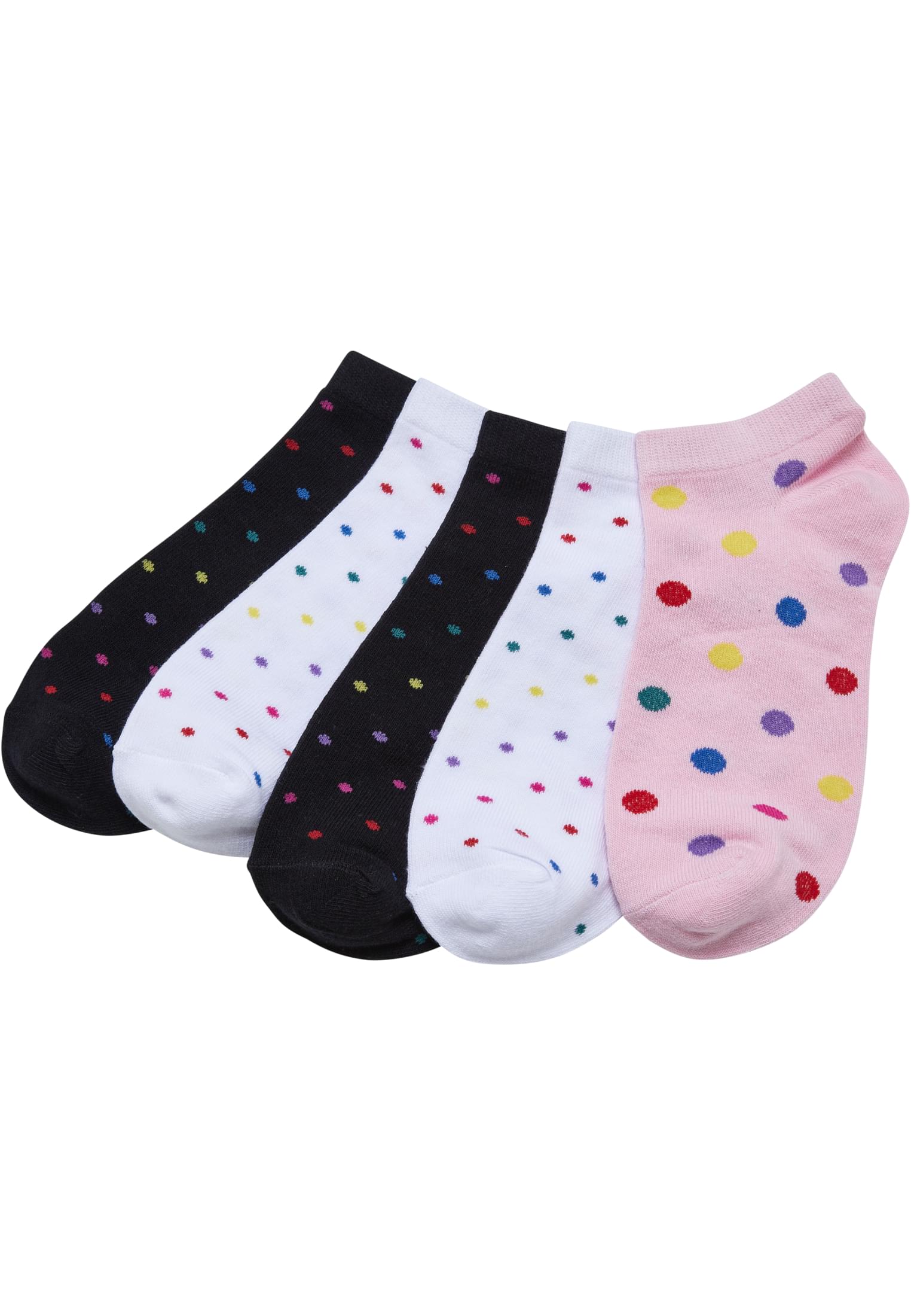 No Show Socks Rainbow Dots 5-Pack | white/black/hibiskuspink