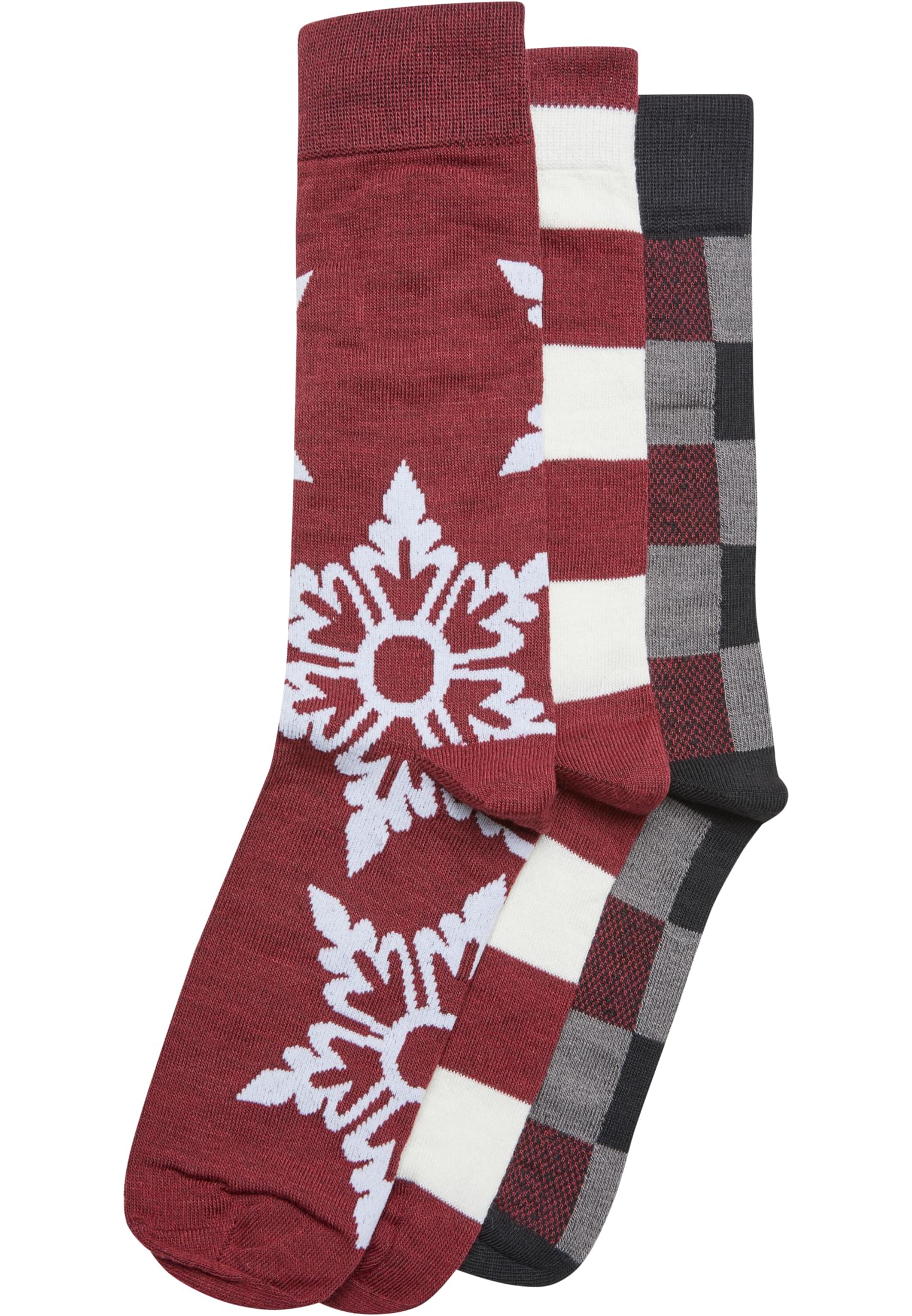 Christmas Snowflakes Socks 3-Pack | burgundy