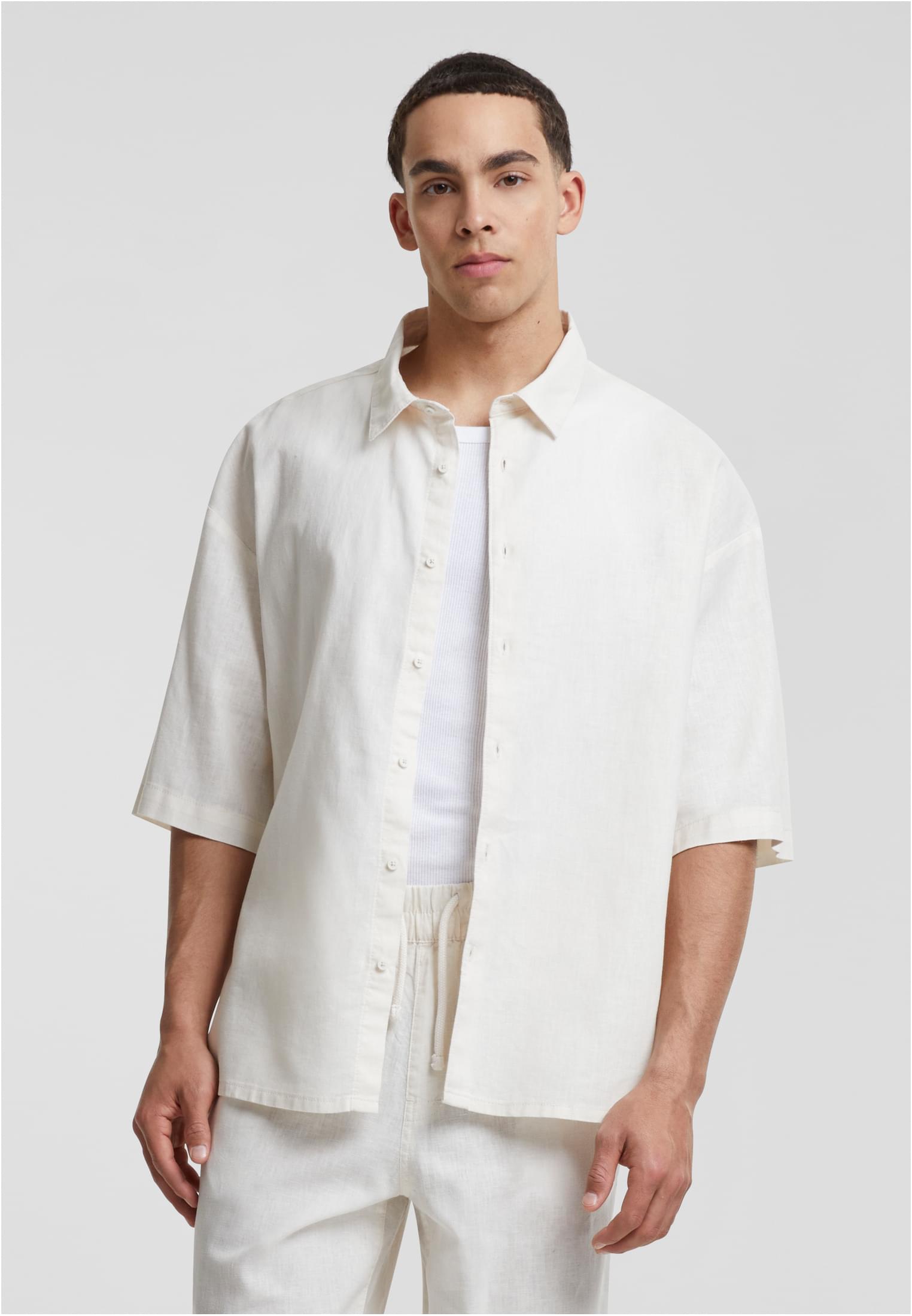 Boxy Cotton Linen Shirt | whitesand