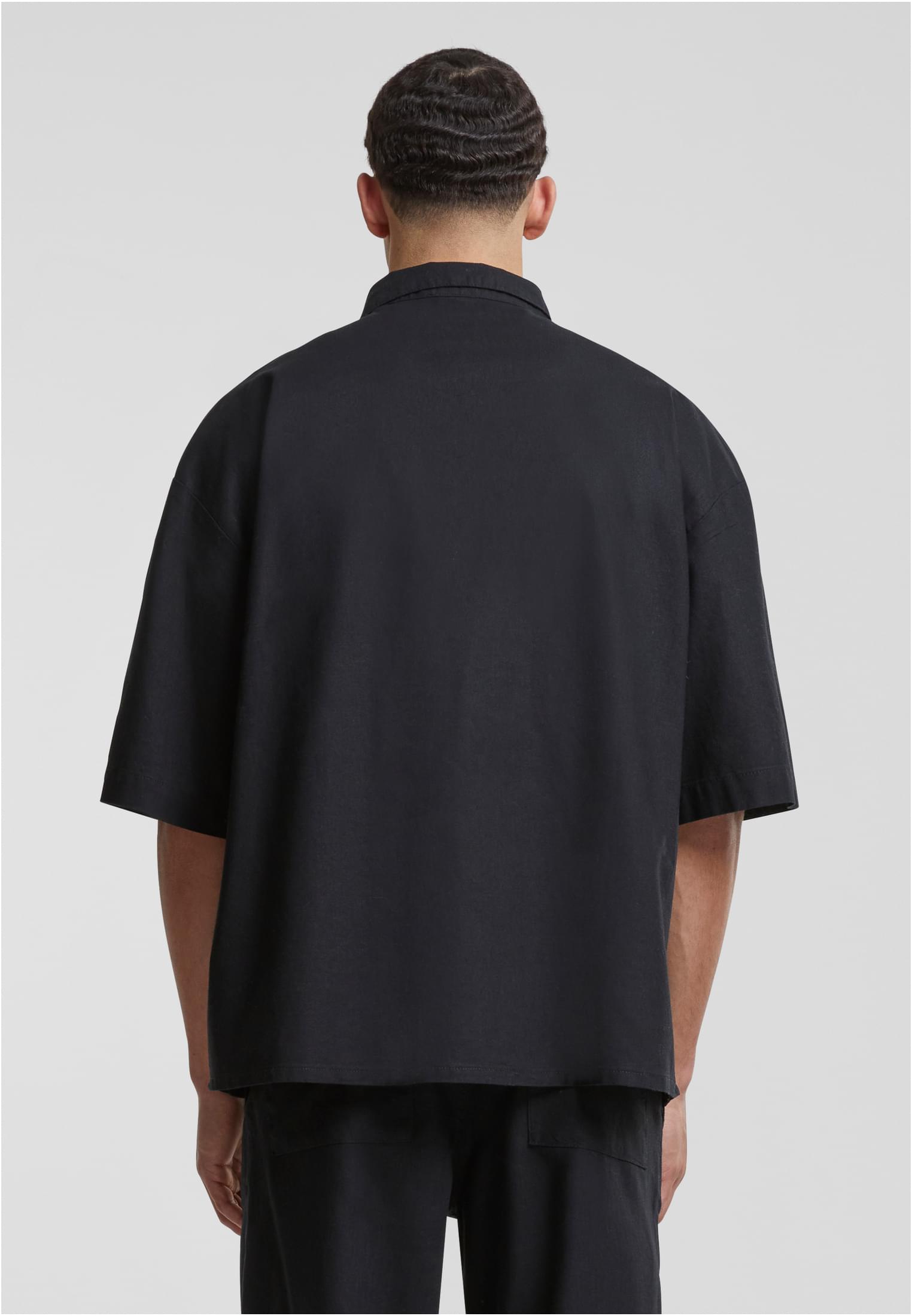 Boxy Cotton Linen Shirt | black