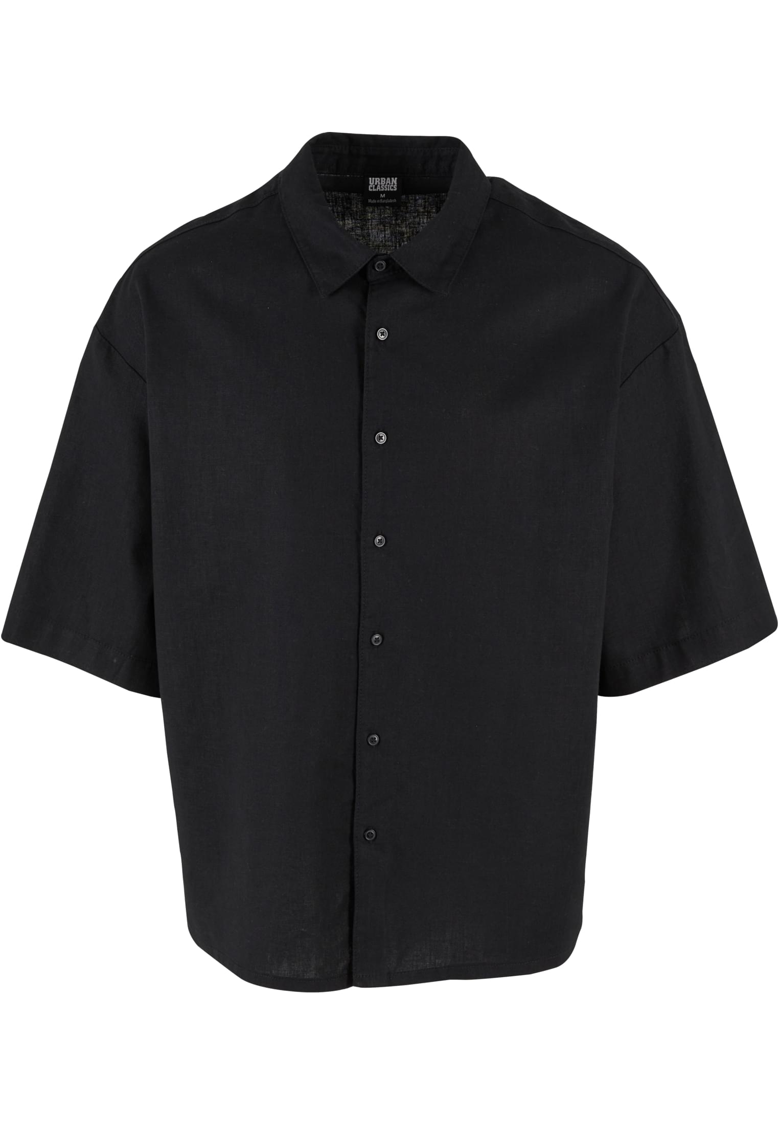 Boxy Cotton Linen Shirt | black