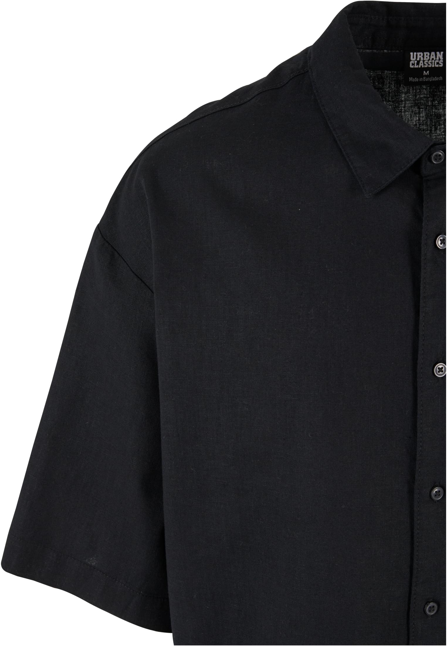 Boxy Cotton Linen Shirt | black