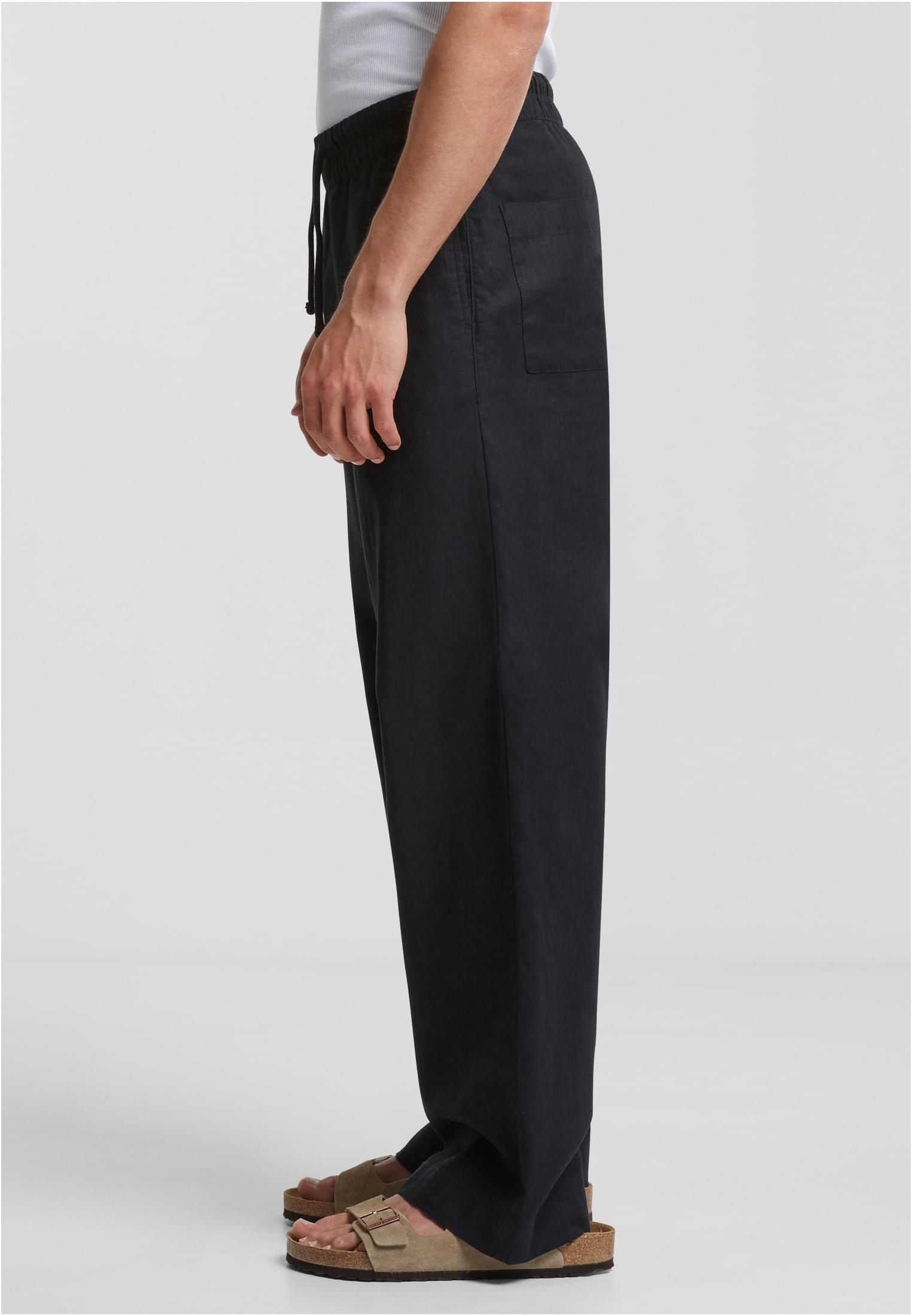 Loose Cotton Linen Pants | black