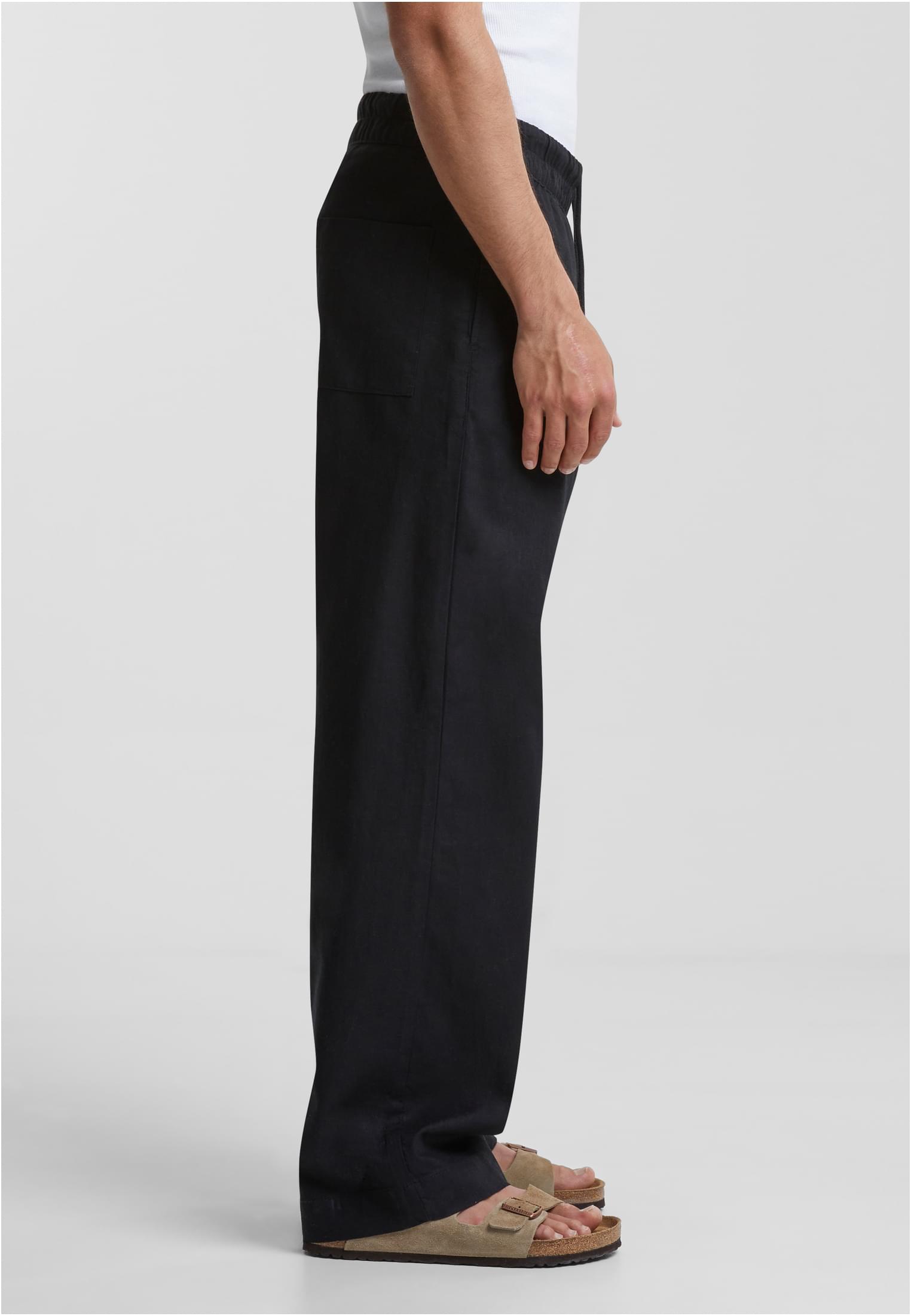 Loose Cotton Linen Pants | black