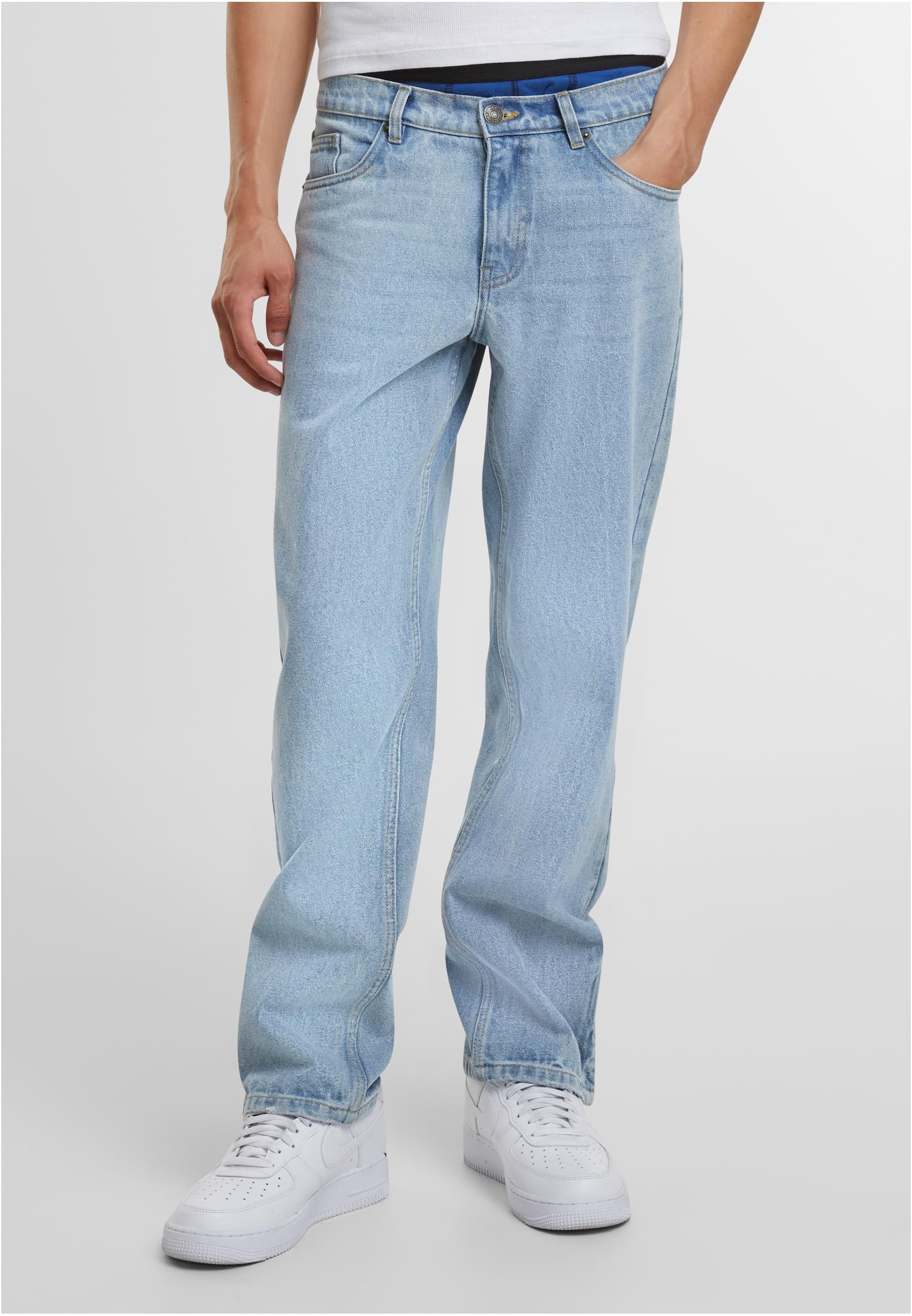 Heavy Ounce Straight Fit Zipped Jeans | new light blue washed