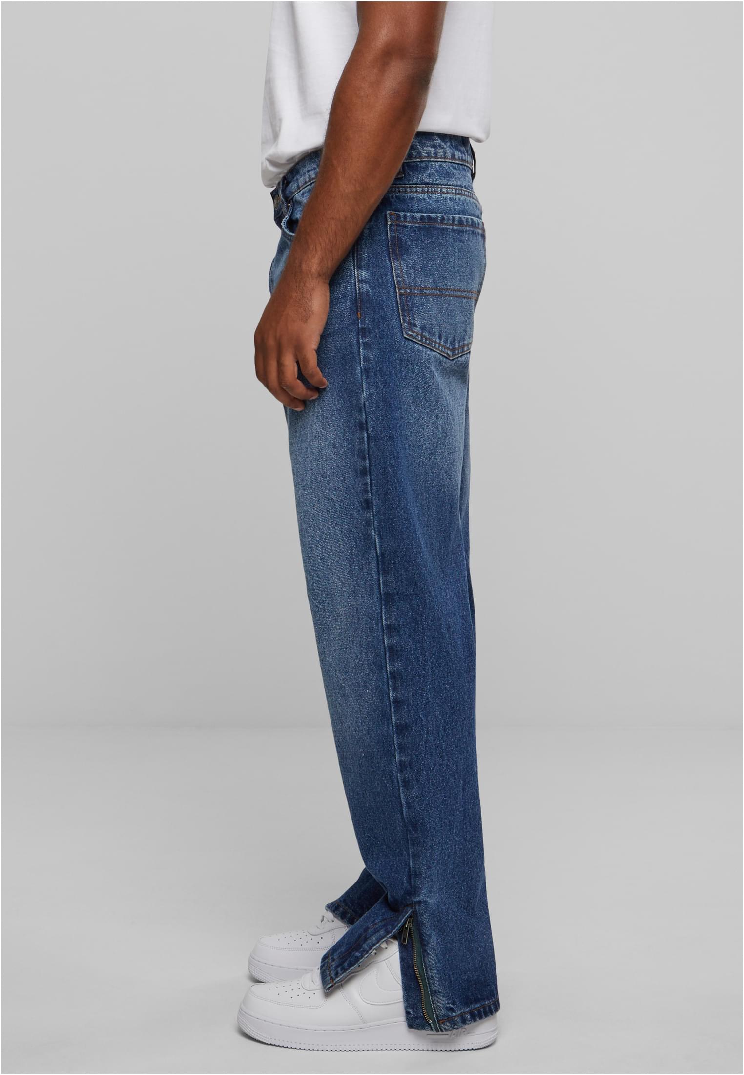 Heavy Ounce Straight Fit Zipped Jeans | new mid blue washed