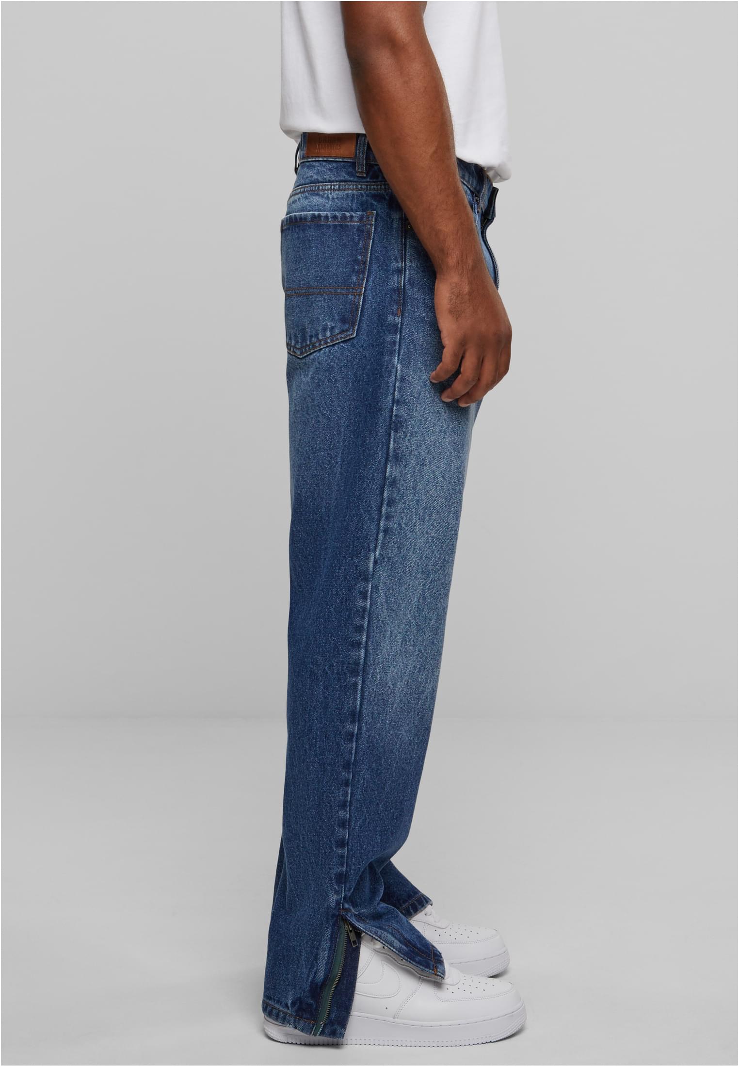 Heavy Ounce Straight Fit Zipped Jeans | new mid blue washed