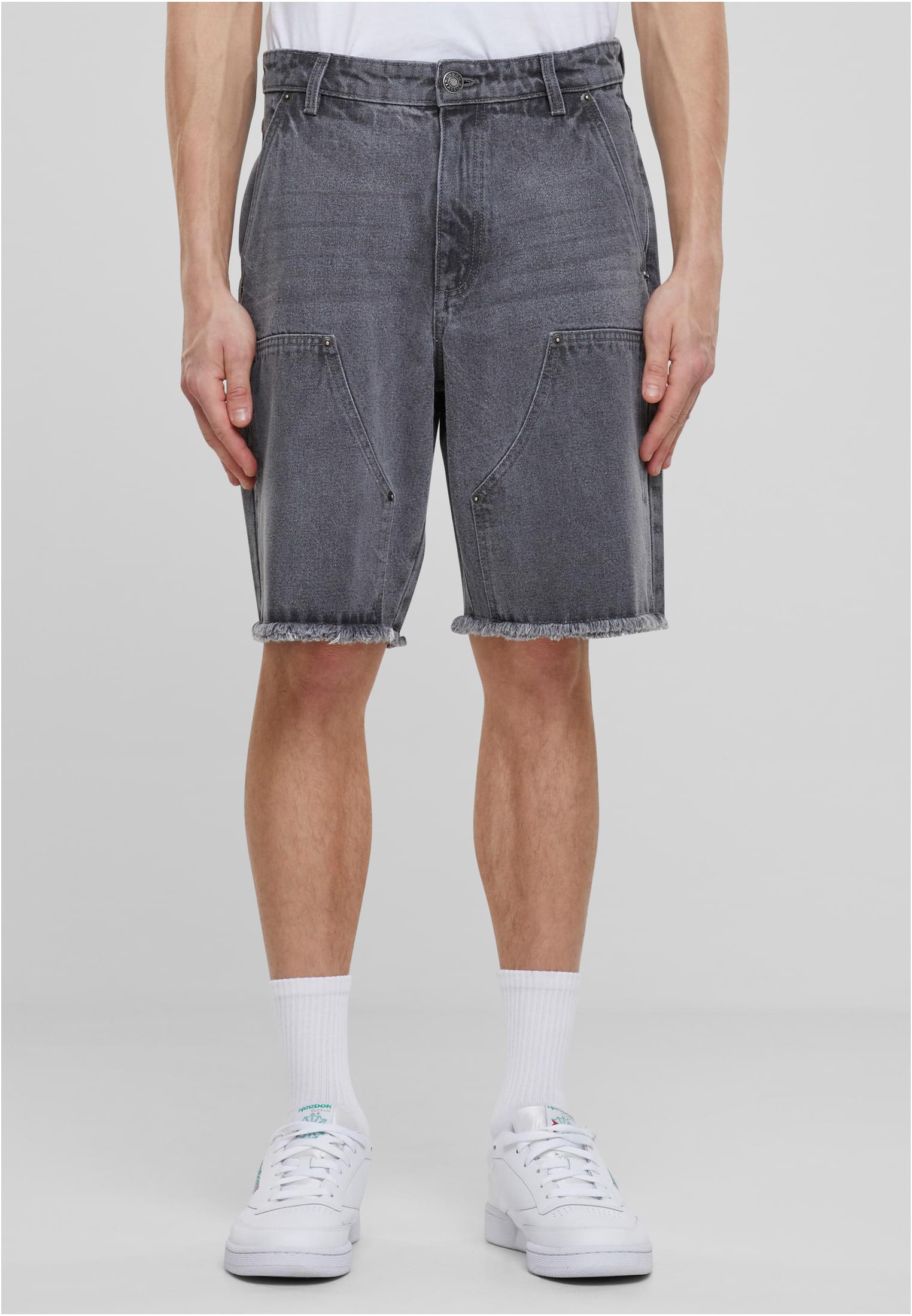 Open Edge Two Knee Denim Shorts | new grey washed