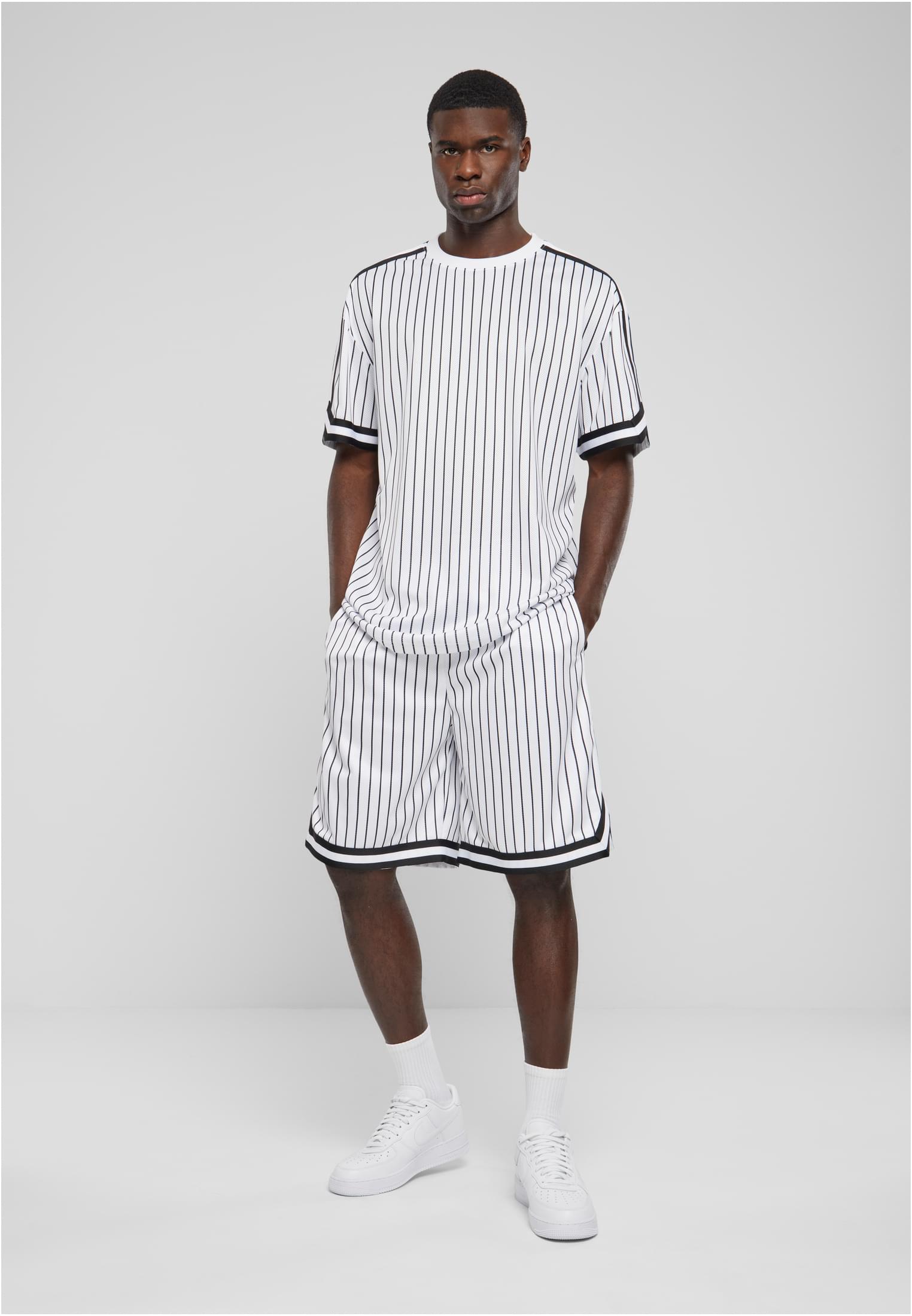 Oversized Striped Mesh Tee | white/black