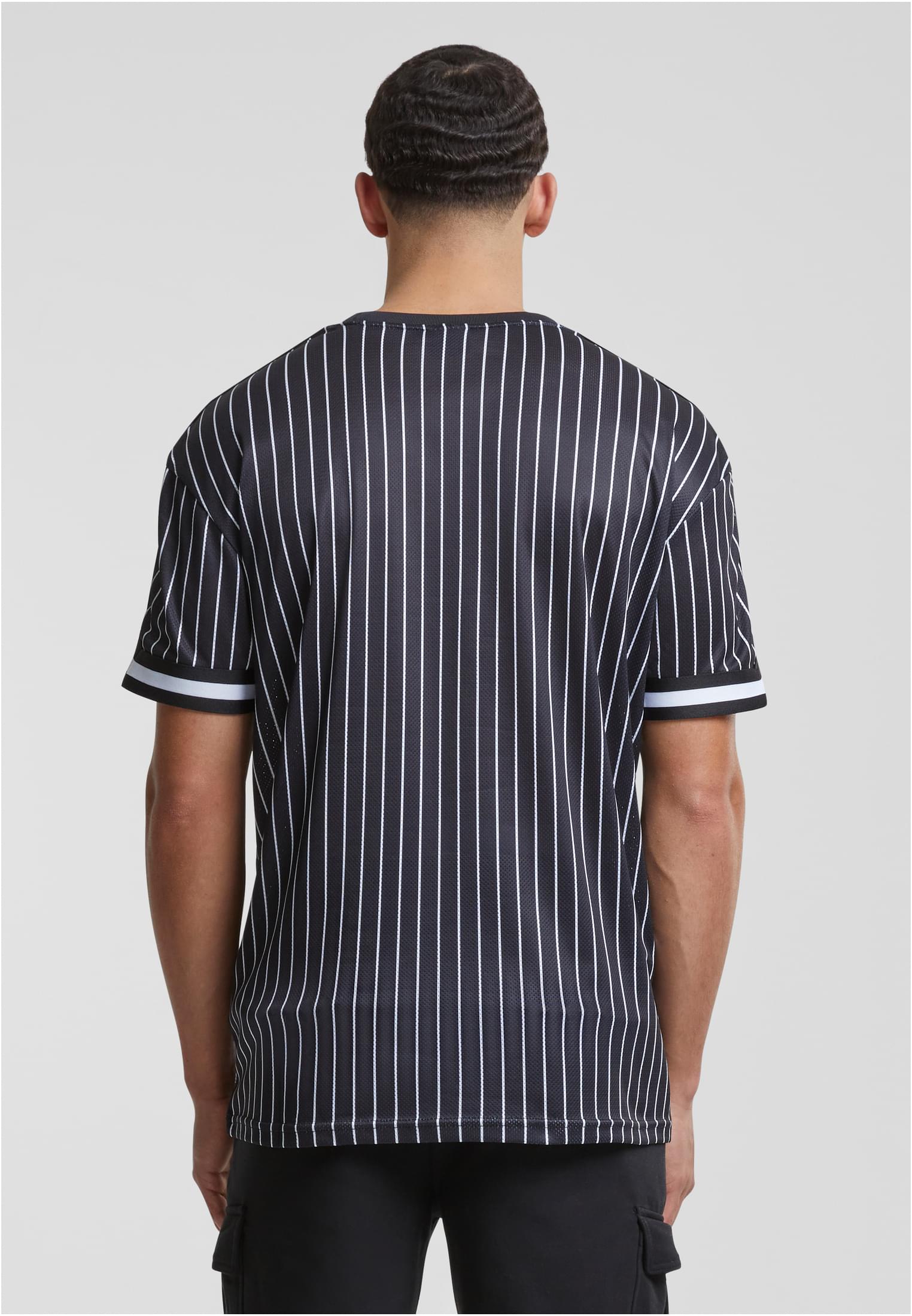 Oversized Striped Mesh Tee | black/white