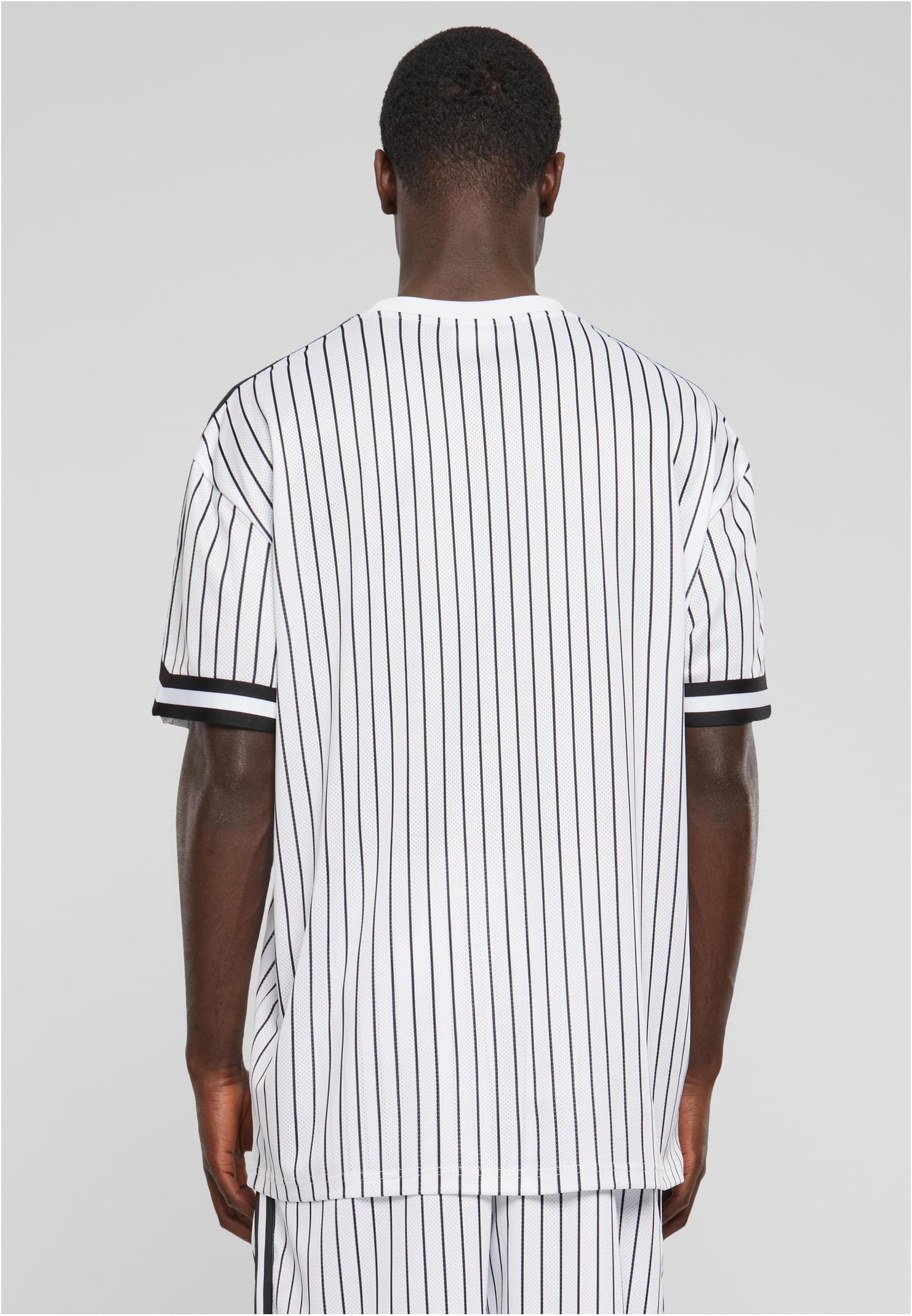 Oversized Striped Mesh Tee | white/black