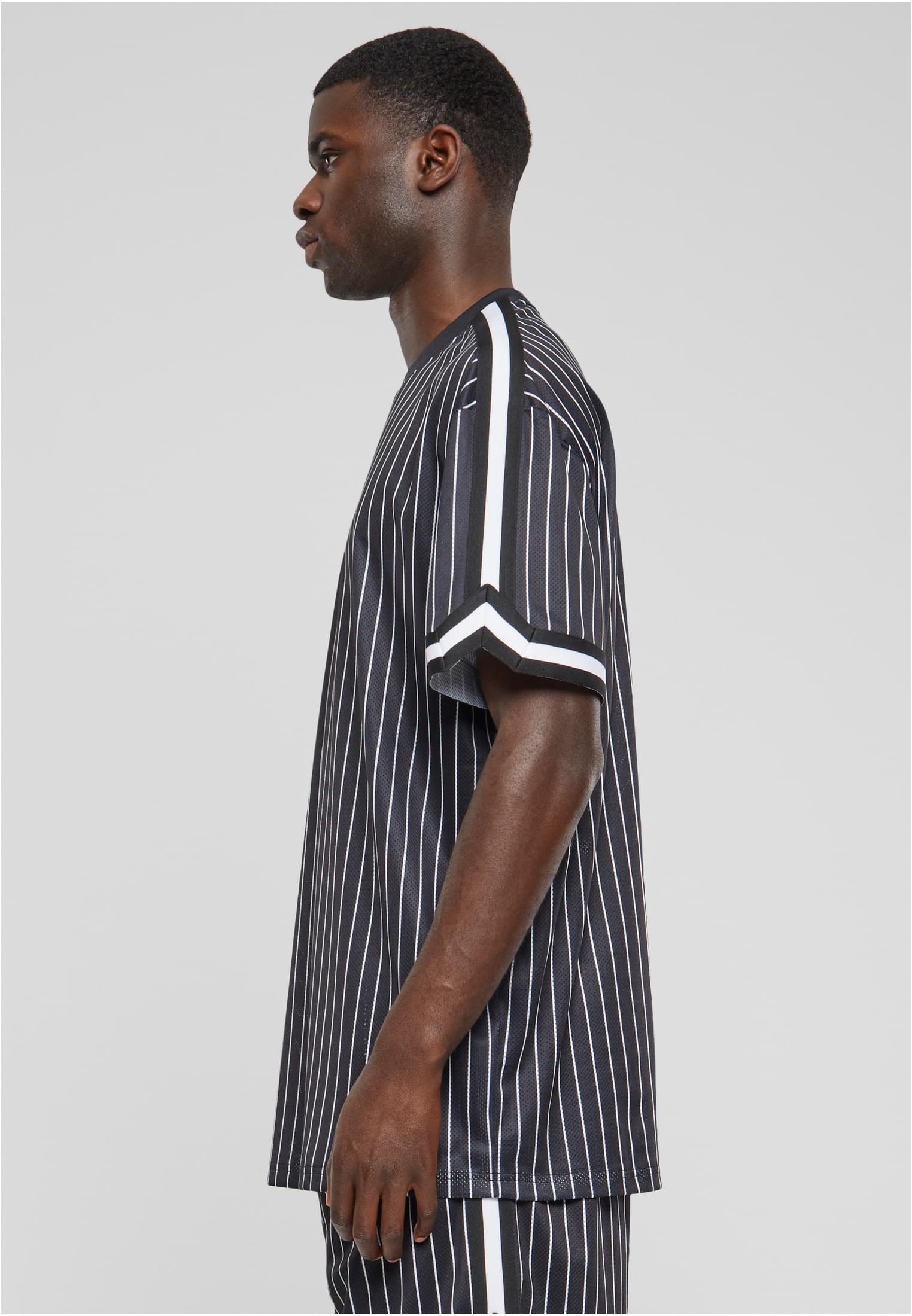 Oversized Striped Mesh Tee | black/white