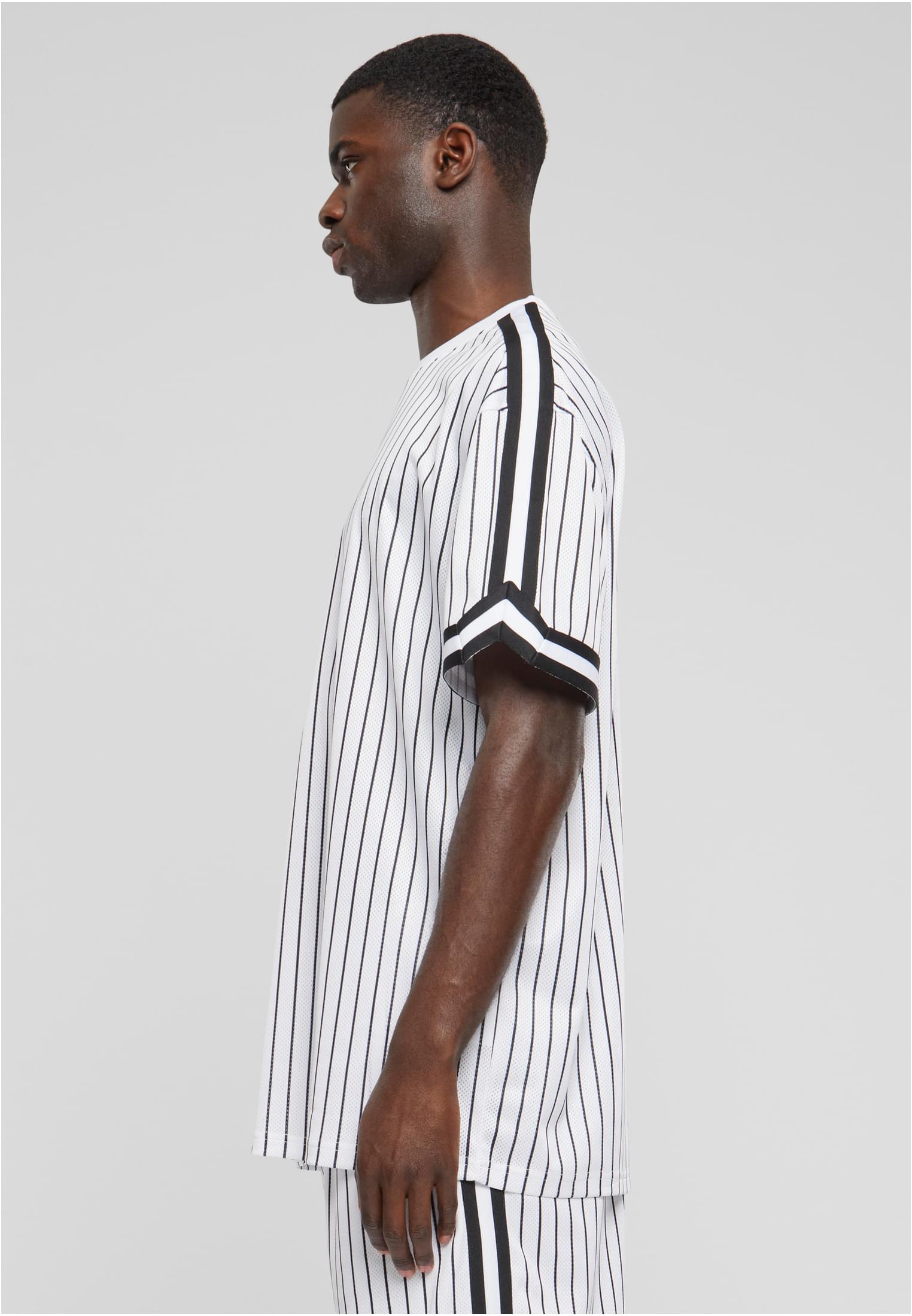 Oversized Striped Mesh Tee | white/black