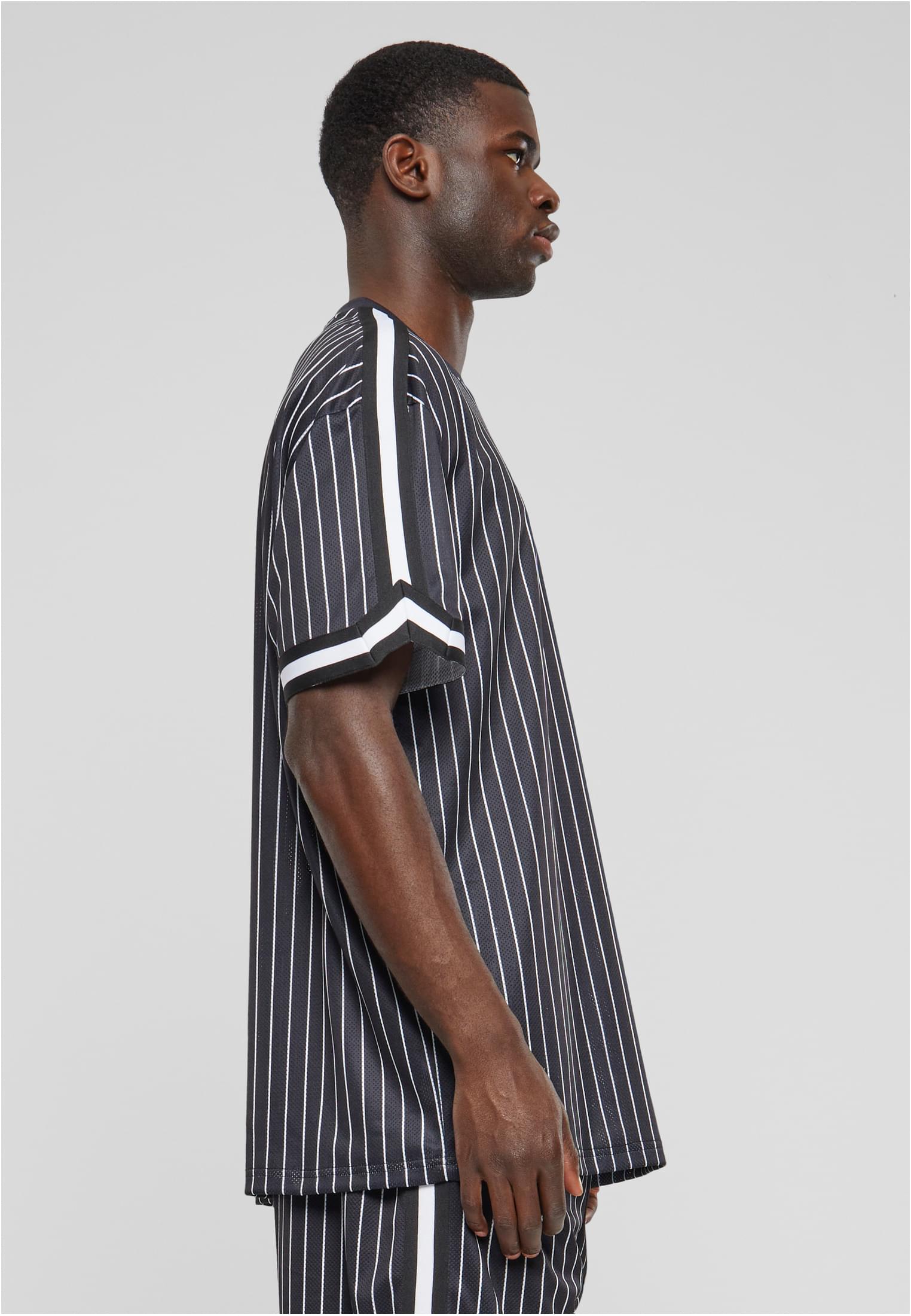 Oversized Striped Mesh Tee | black/white