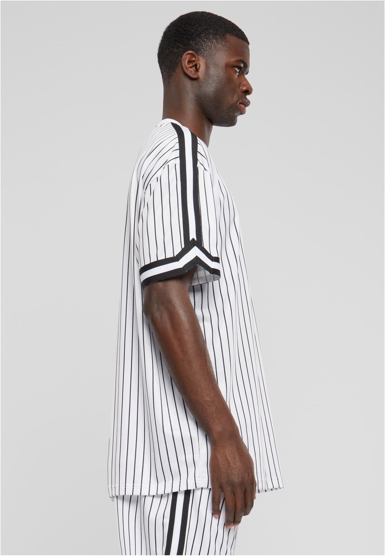 Oversized Striped Mesh Tee | white/black