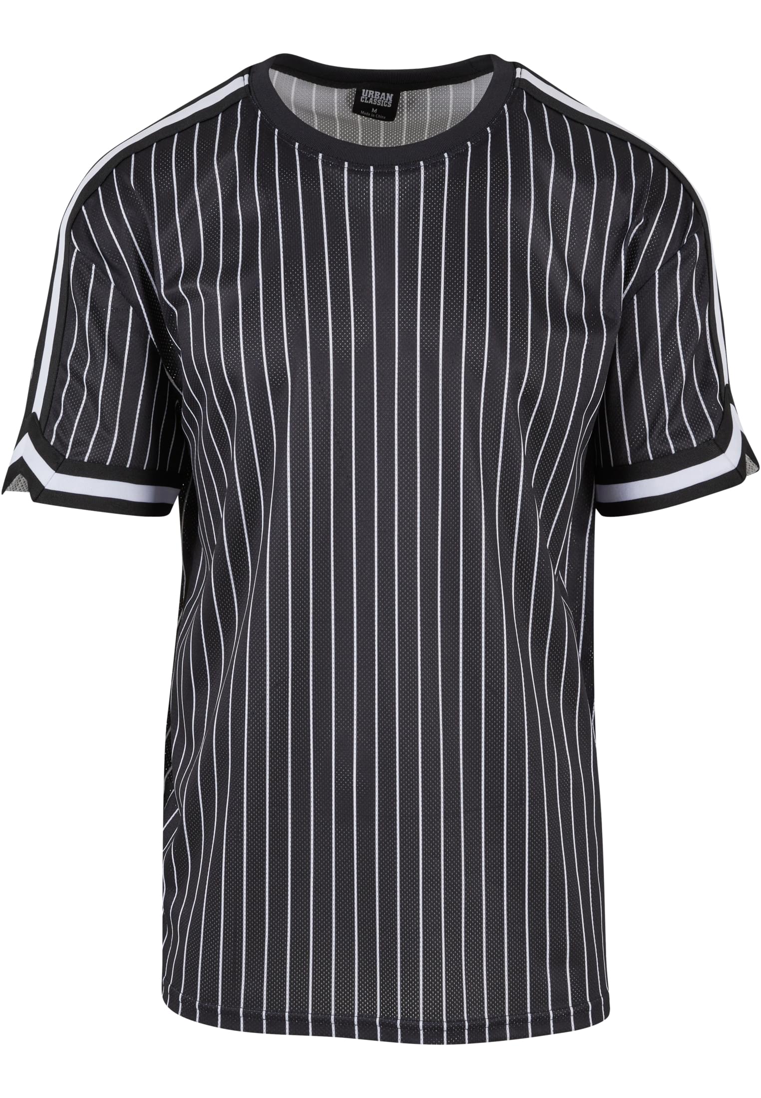 Oversized Striped Mesh Tee | black/white